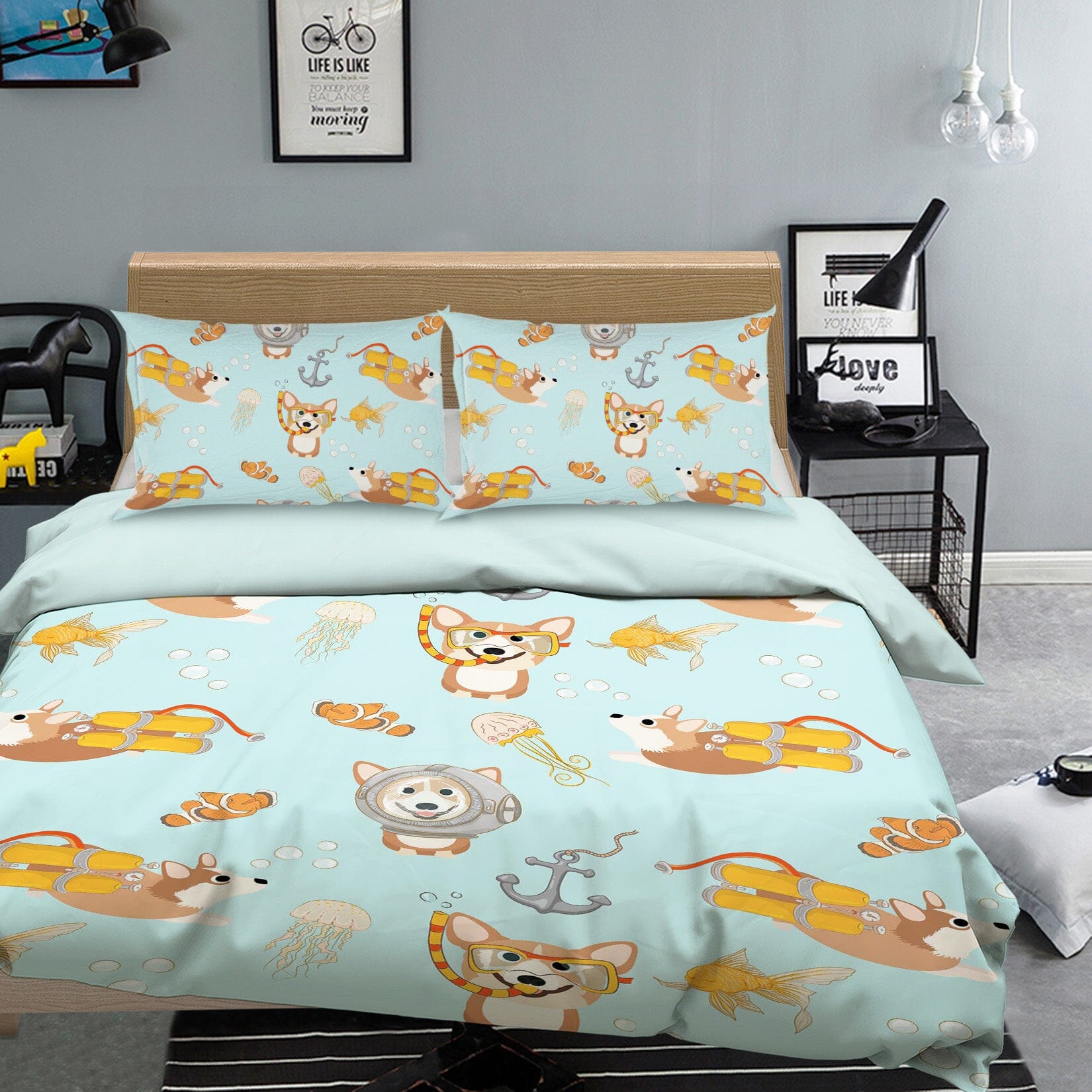 3D Corgi Jellyfish 208 Uta Naumann Bedding Bed Pillowcases Quilt Quiet Covers AJ Creativity Home 