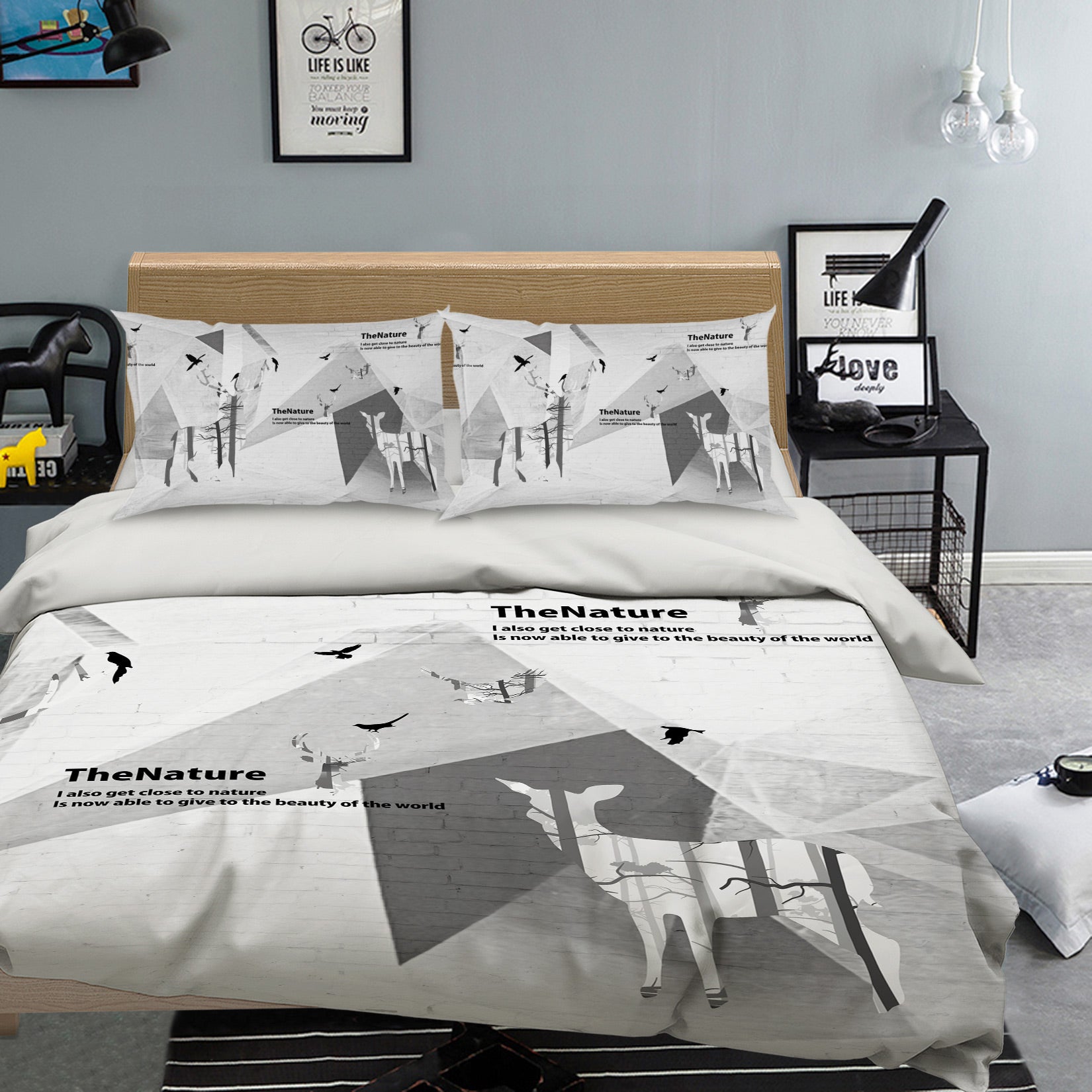 3D Gray Deer 12103 Bed Pillowcases Quilt
