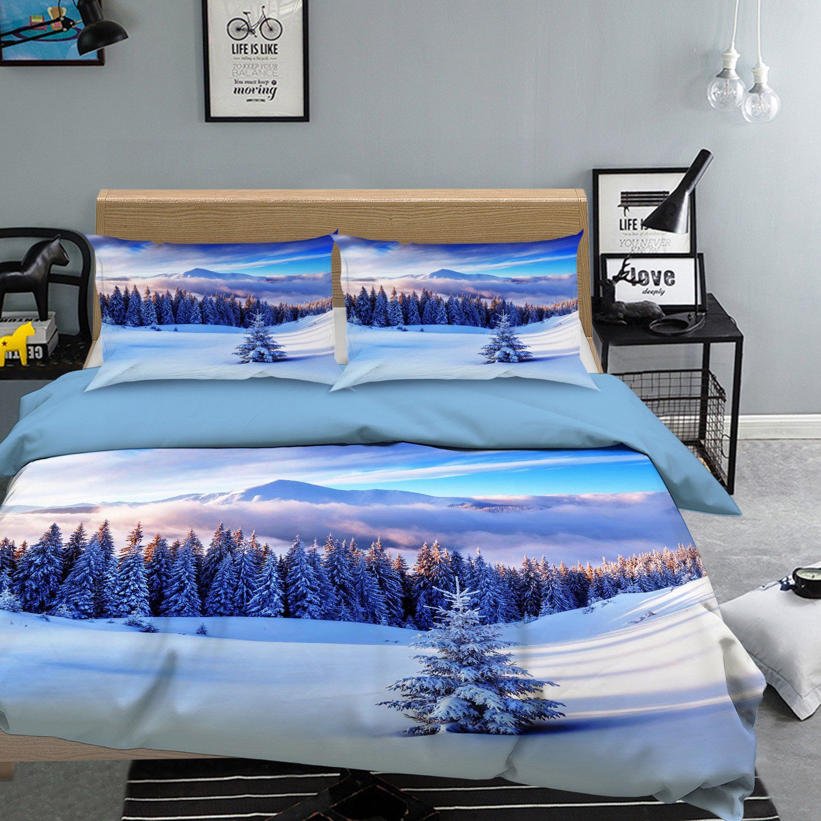 3D Snow Woods 021 Bed Pillowcases Quilt Wallpaper AJ Wallpaper 