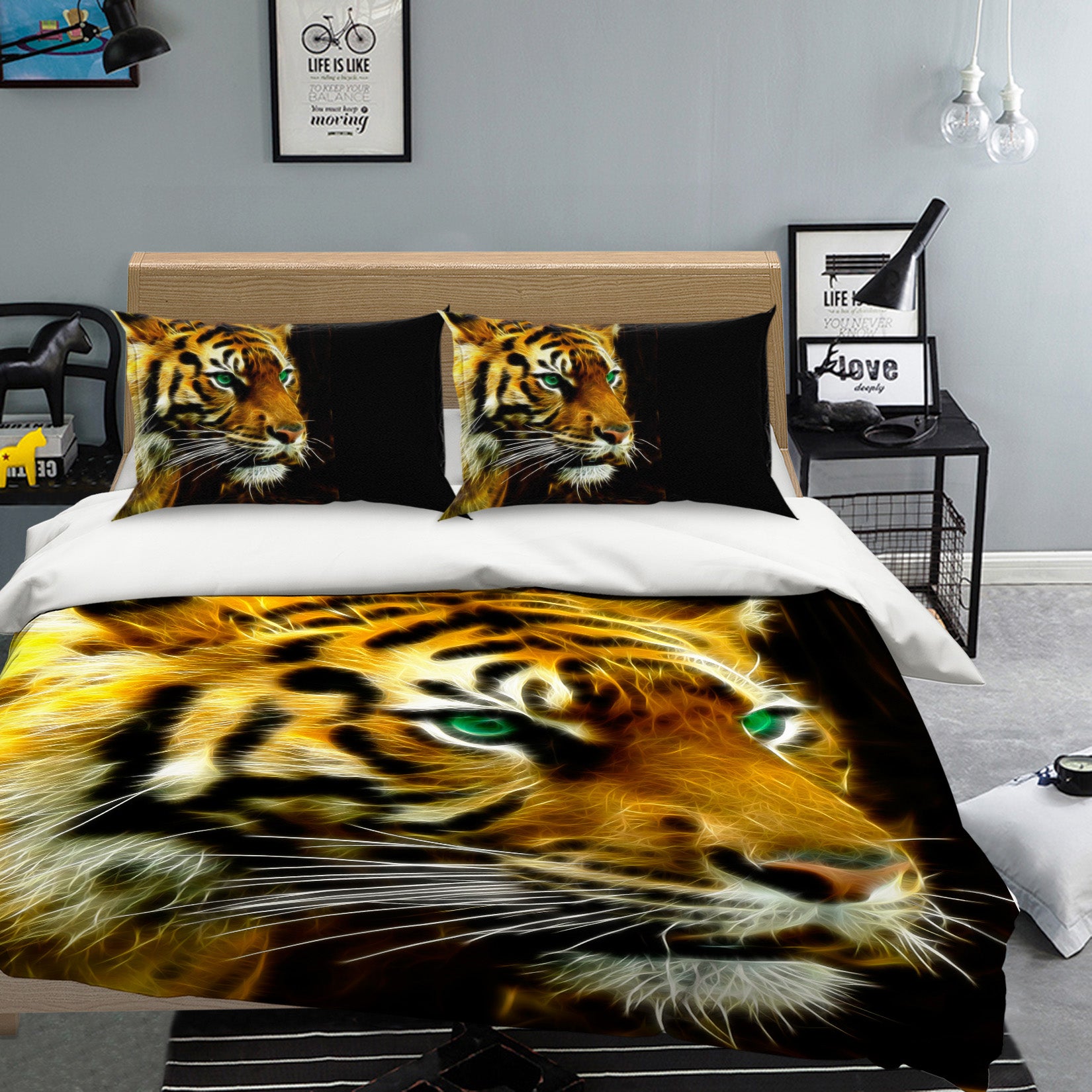 3D Tiger Head 21045 Bed Pillowcases Quilt