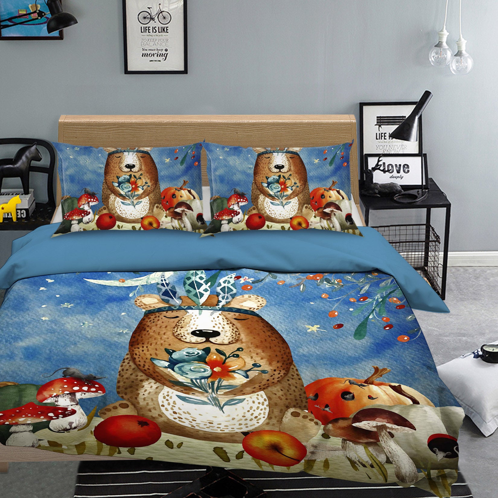 3D Bear Mushroom 005 Uta Naumann Bedding Bed Pillowcases Quilt