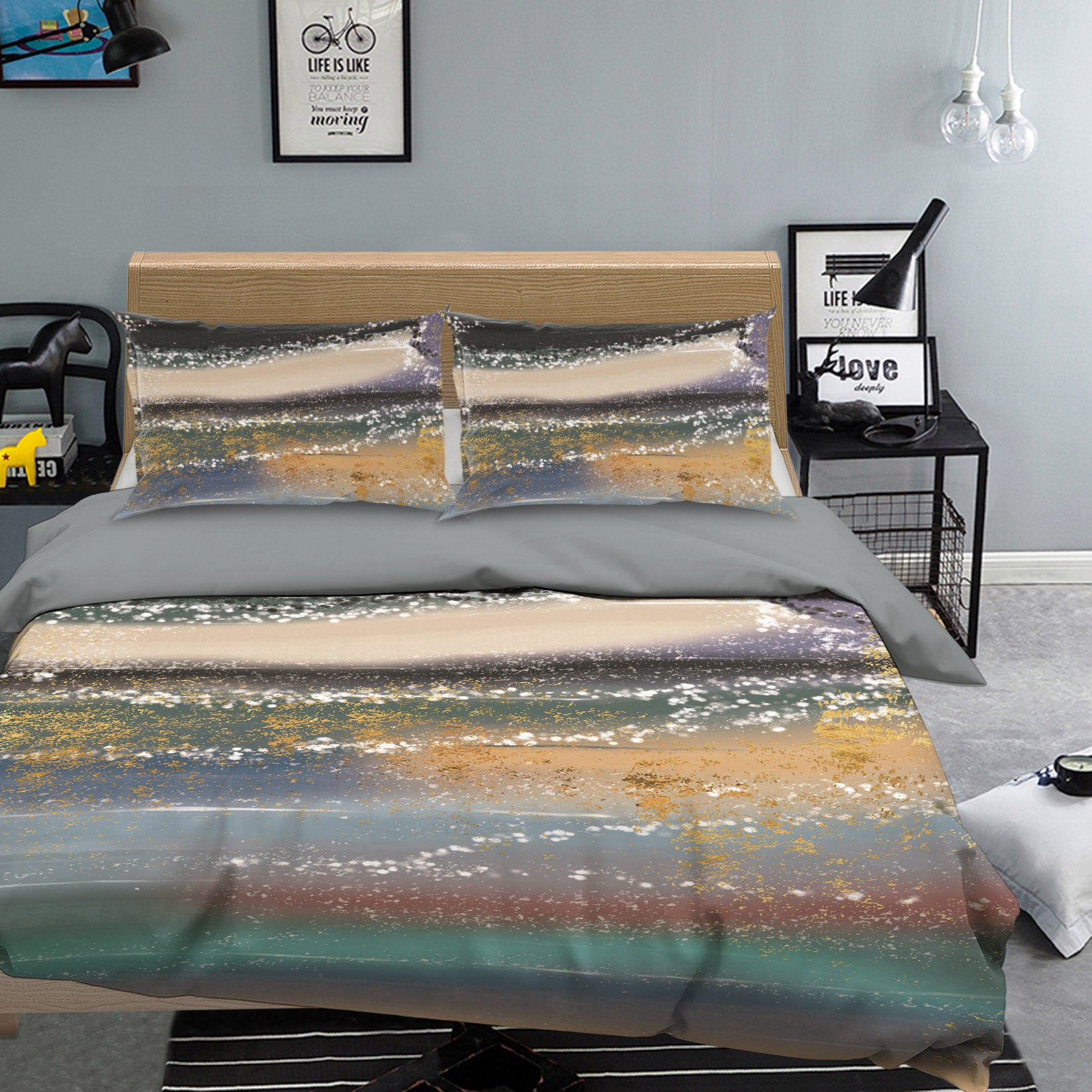 3D Multicolored Pattern 16031 Bed Pillowcases Quilt