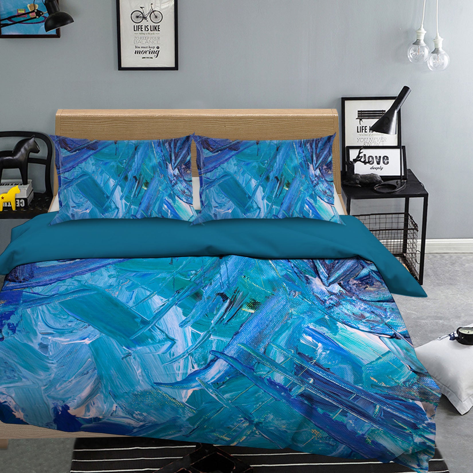 3D Blue Pattern 16045 Bed Pillowcases Quilt