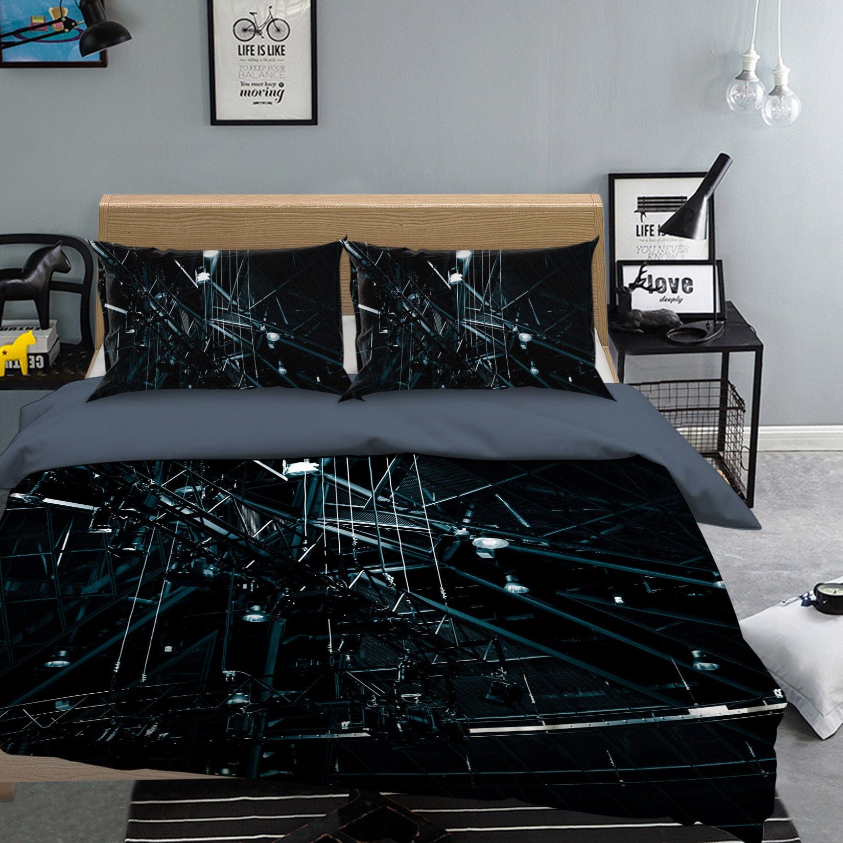3D Steel Shelf 2011 Noirblanc777 Bedding Bed Pillowcases Quilt Quiet Covers AJ Creativity Home 