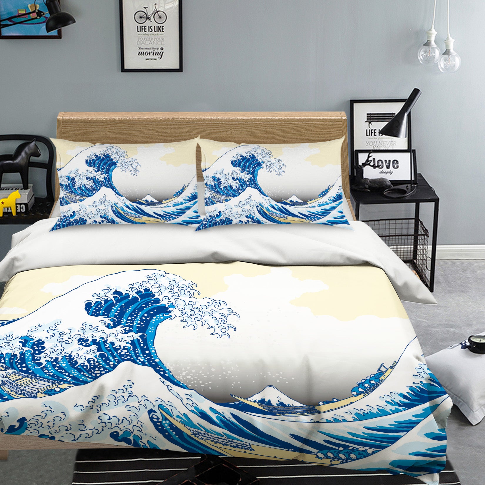 3D Waves 60108 Bed Pillowcases Quilt