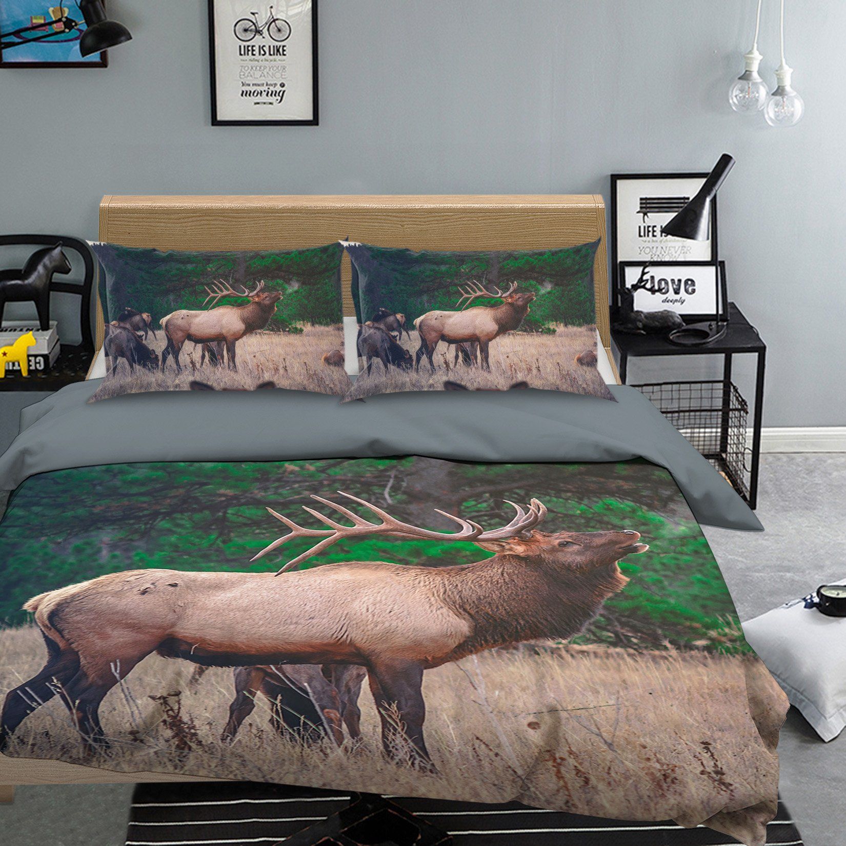 3D Elk 1938 Bed Pillowcases Quilt Quiet Covers AJ Creativity Home 