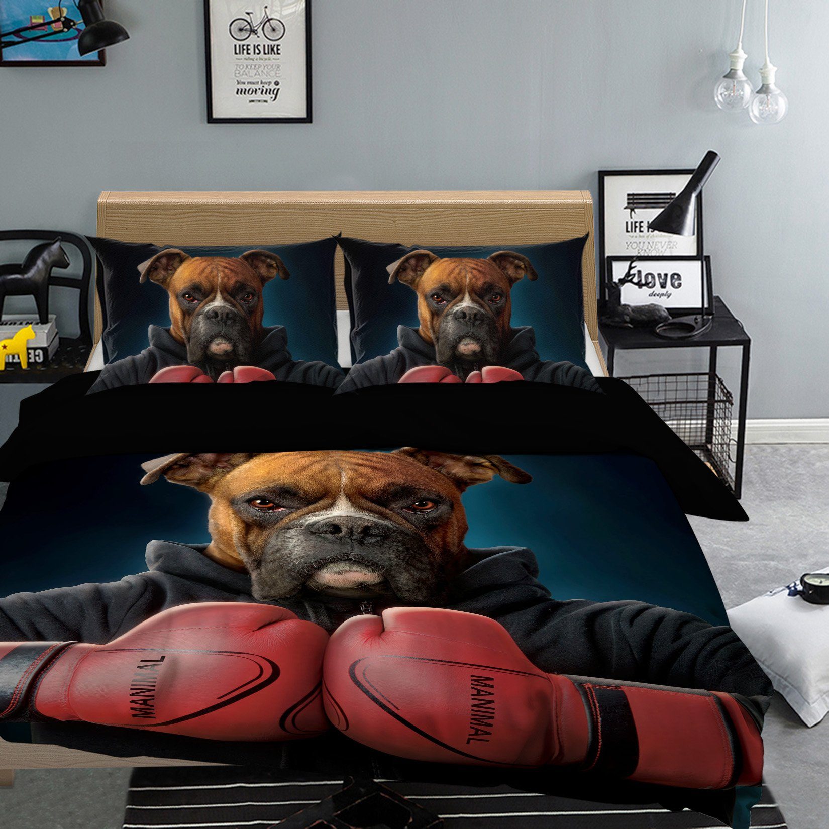 3D Boxer Dog 023 Bed Pillowcases Quilt Exclusive Designer Vincent Quiet Covers AJ Creativity Home 