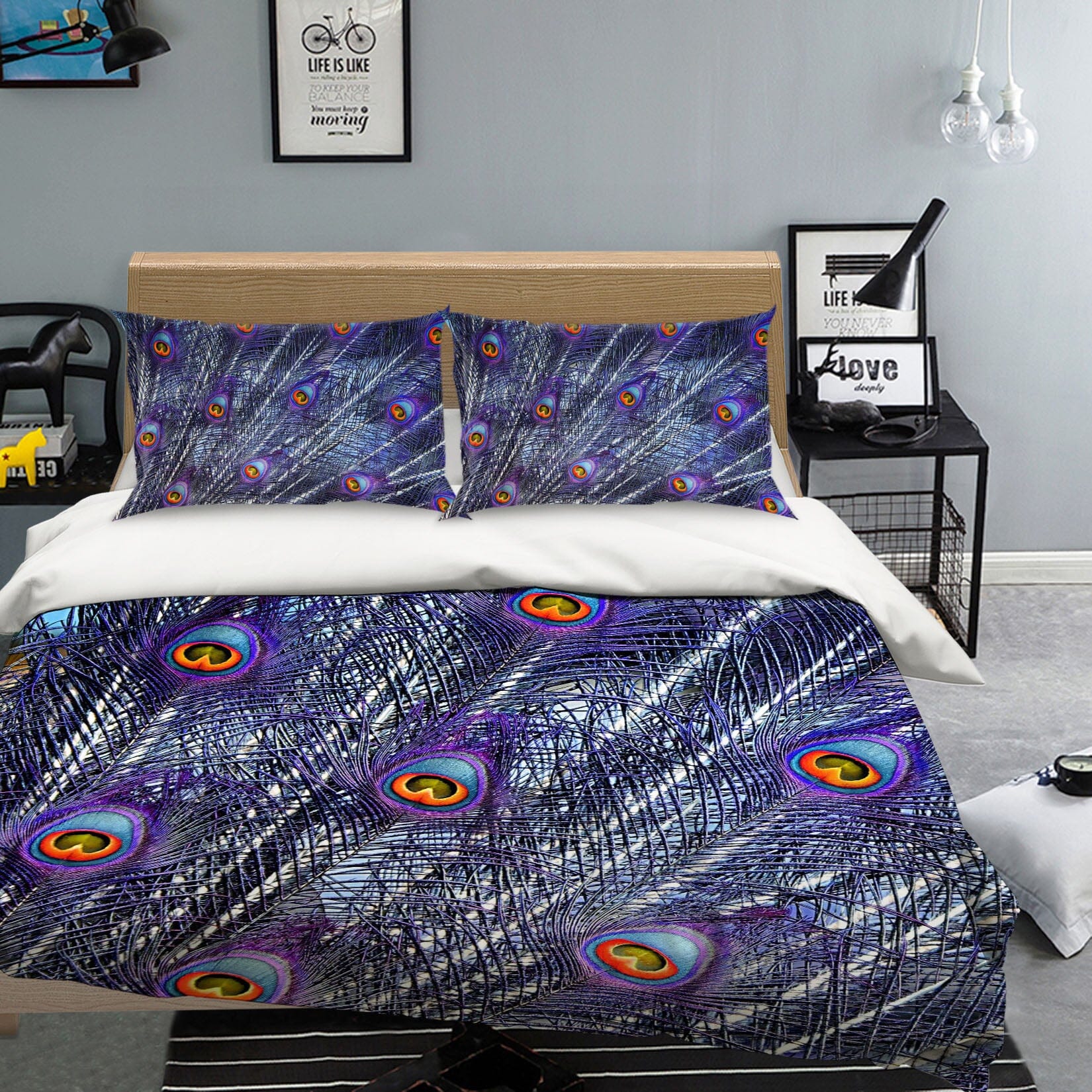 3D Purple Feather 1933 Bed Pillowcases Quilt Quiet Covers AJ Creativity Home 