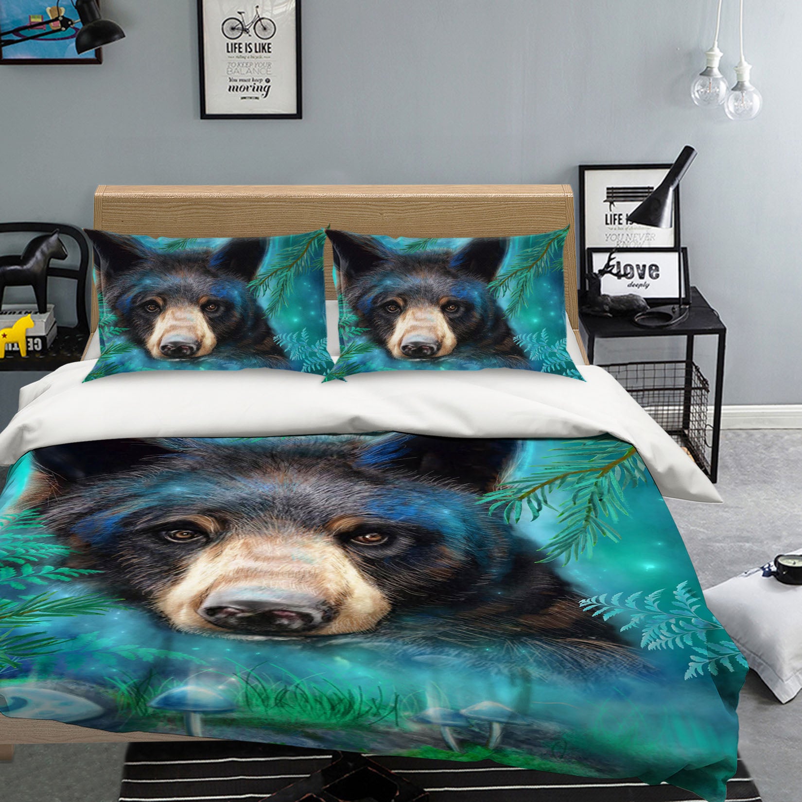 3D Mushroom Bear 8573 Sheena Pike Bedding Bed Pillowcases Quilt Cover Duvet Cover