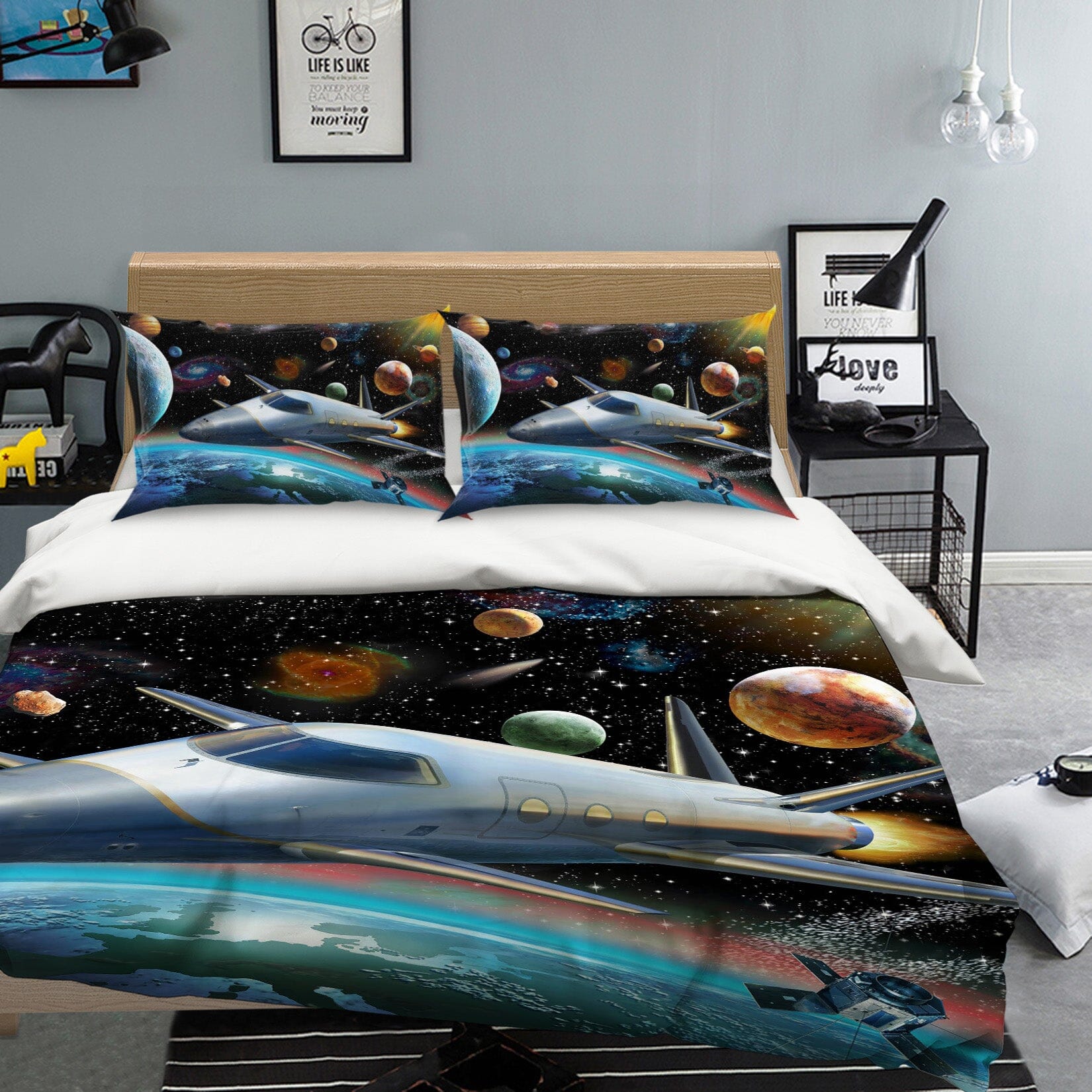 3D Starry Spaceship 2125 Adrian Chesterman Bedding Bed Pillowcases Quilt Quiet Covers AJ Creativity Home 