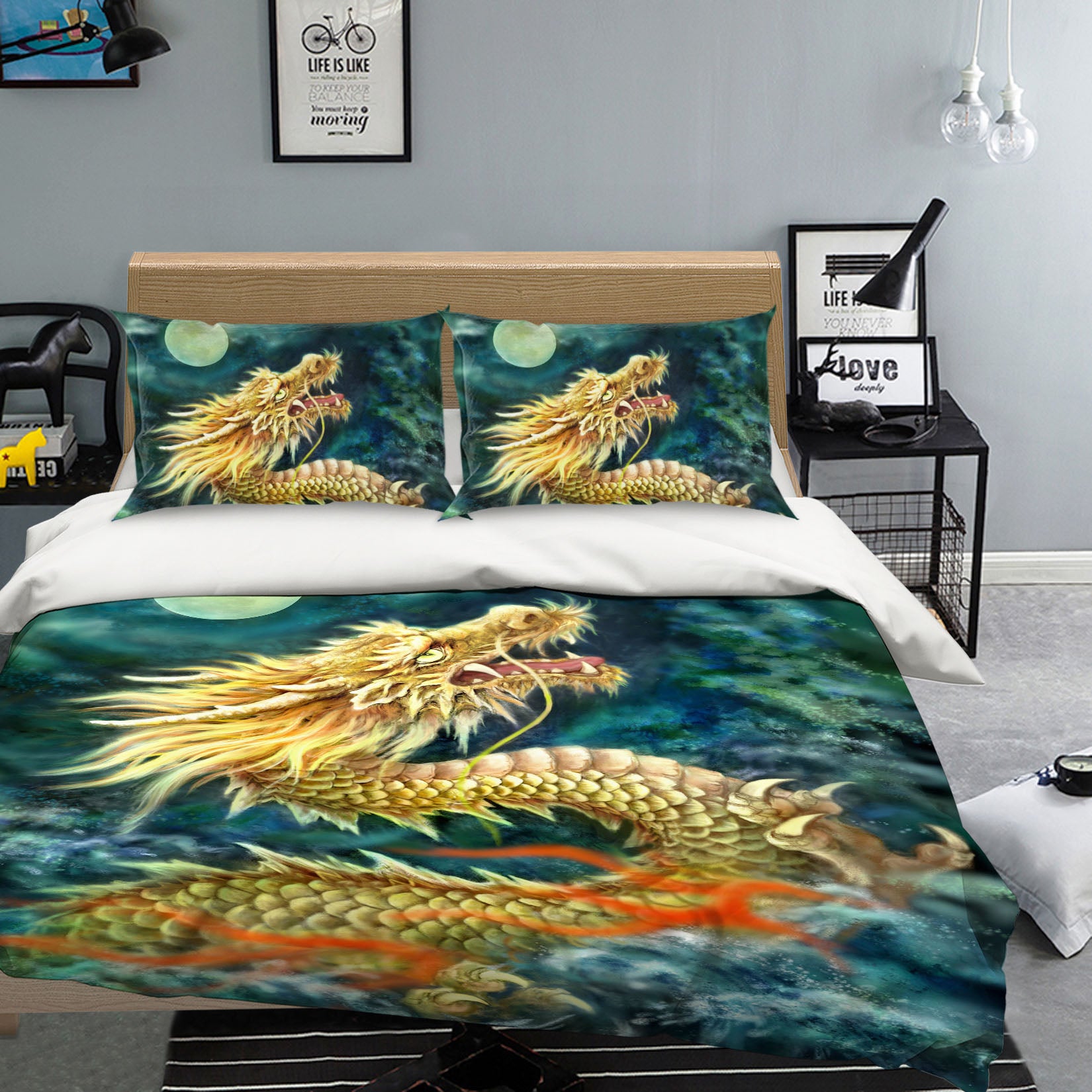 3D Dragon Moon 5922 Kayomi Harai Bedding Bed Pillowcases Quilt Cover Duvet Cover