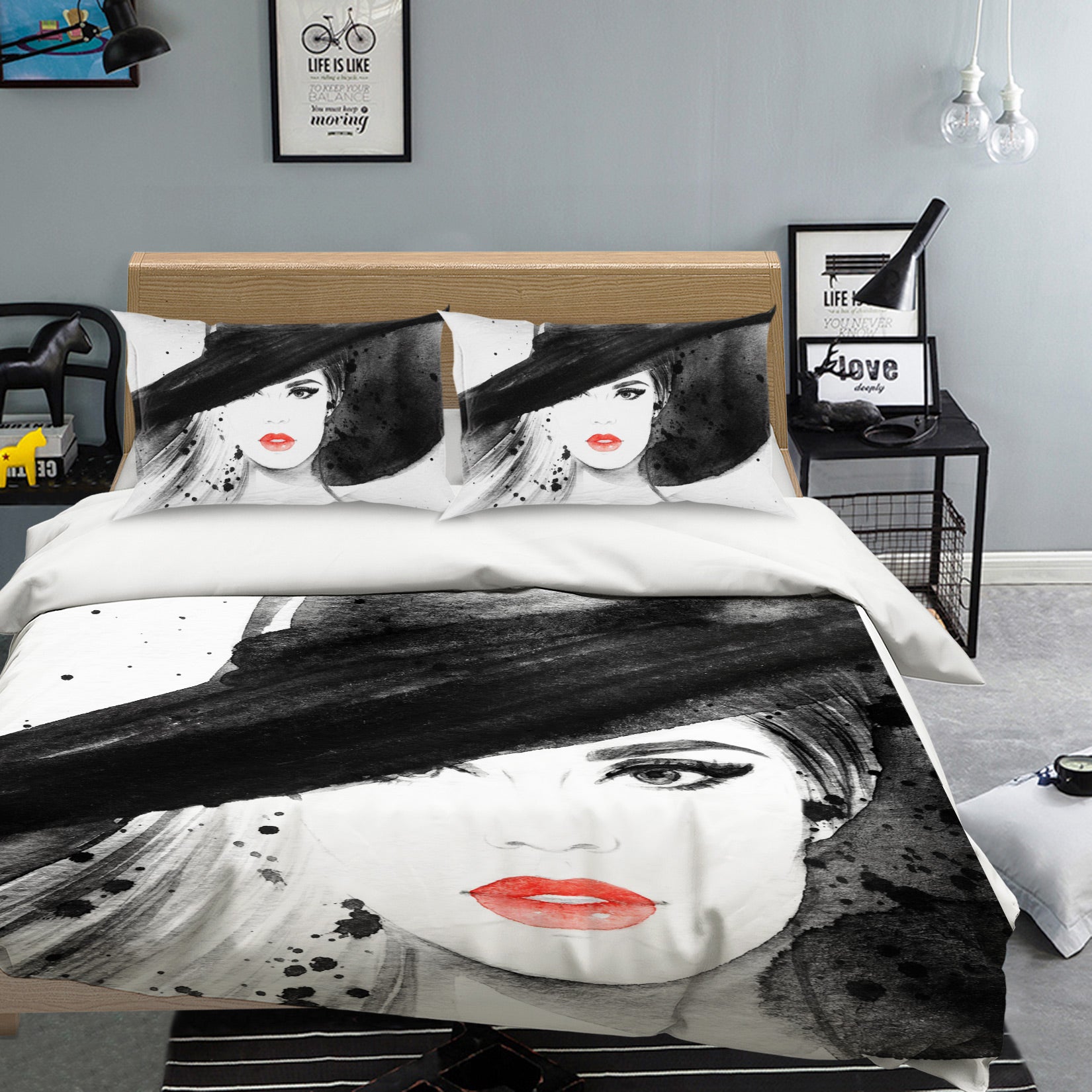 3D Black Hat Lady 054 Bed Pillowcases Quilt