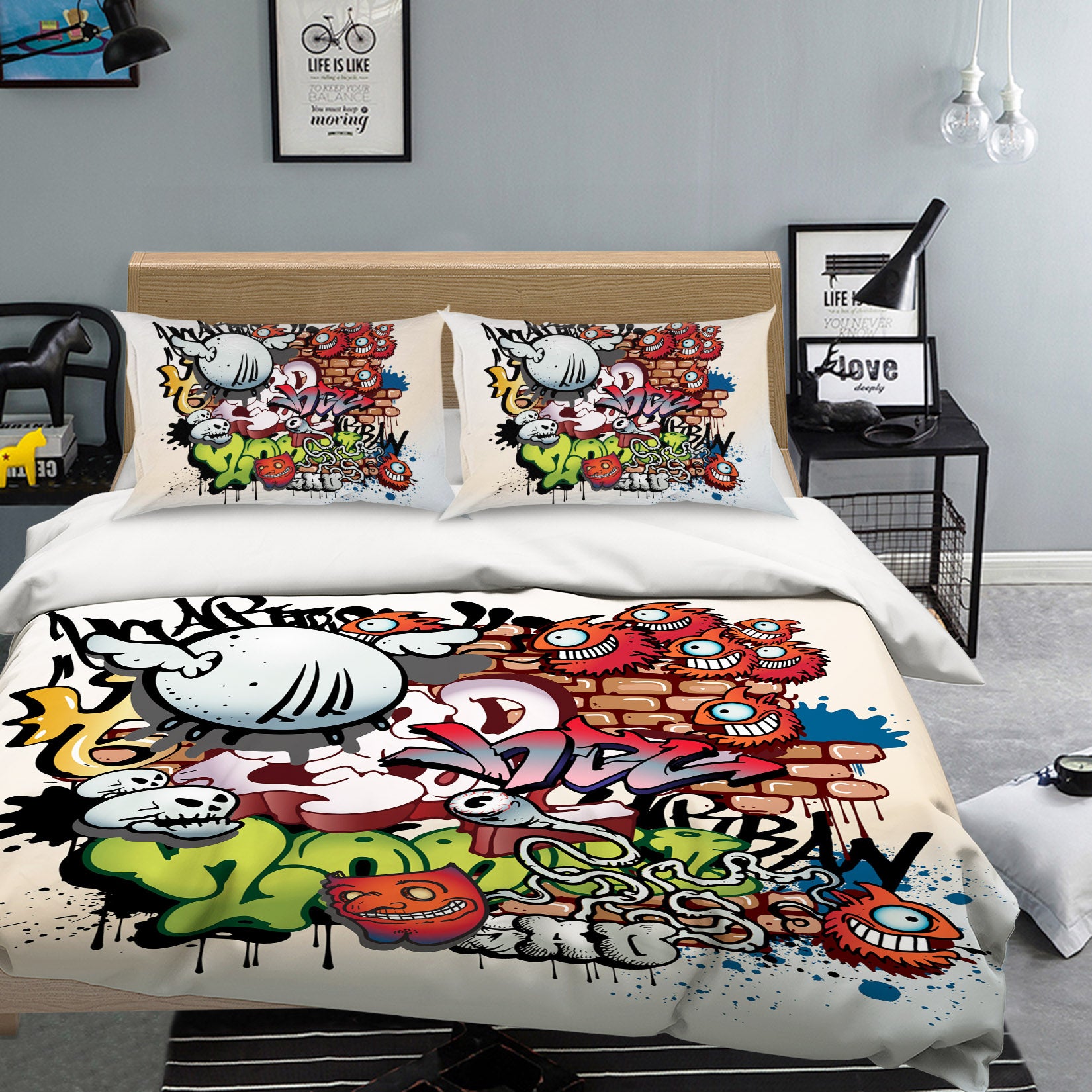 3D Graffiti Font Pattern 59054 Bed Pillowcases Quilt