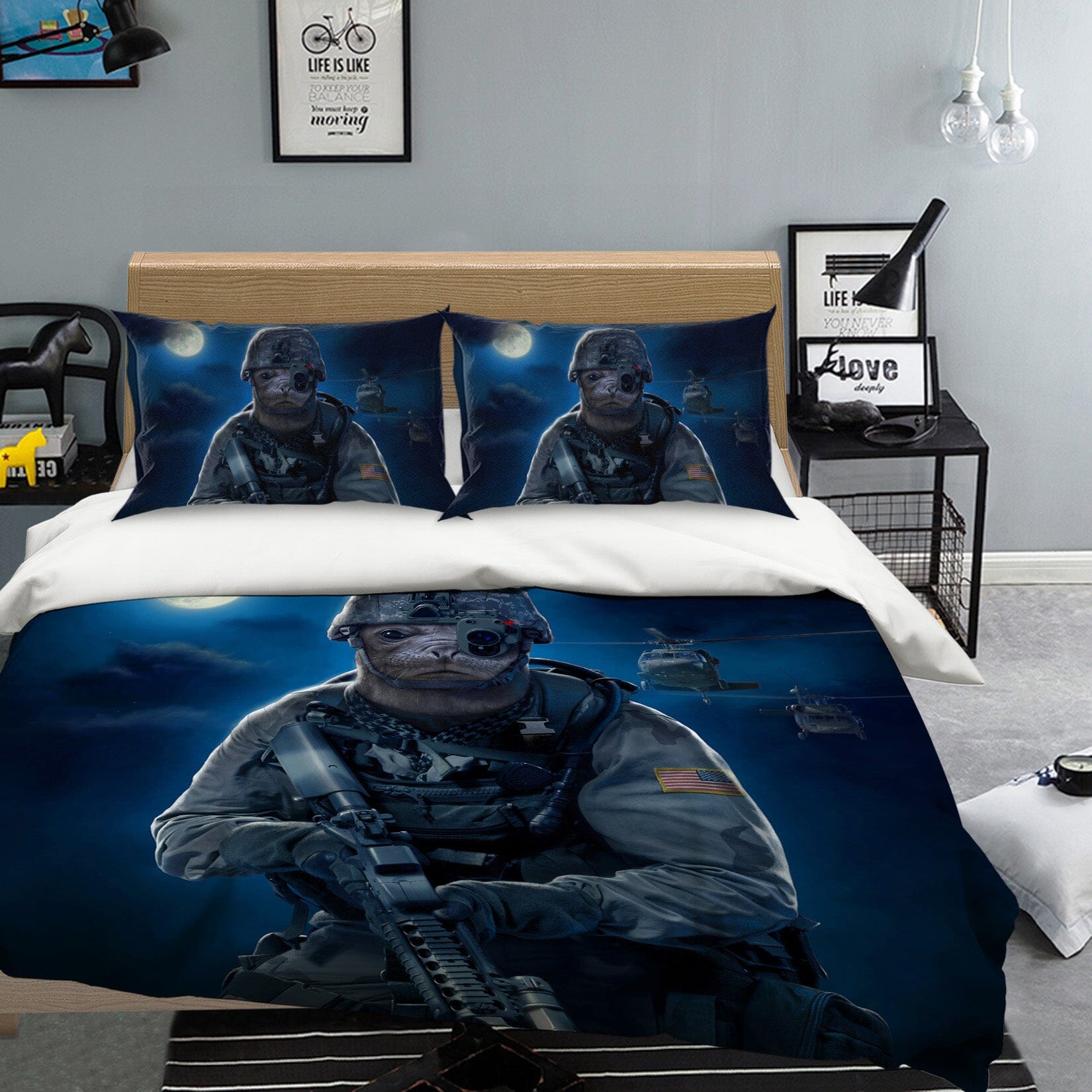 3D Moon Commando 076 Bed Pillowcases Quilt Exclusive Designer Vincent Quiet Covers AJ Creativity Home 