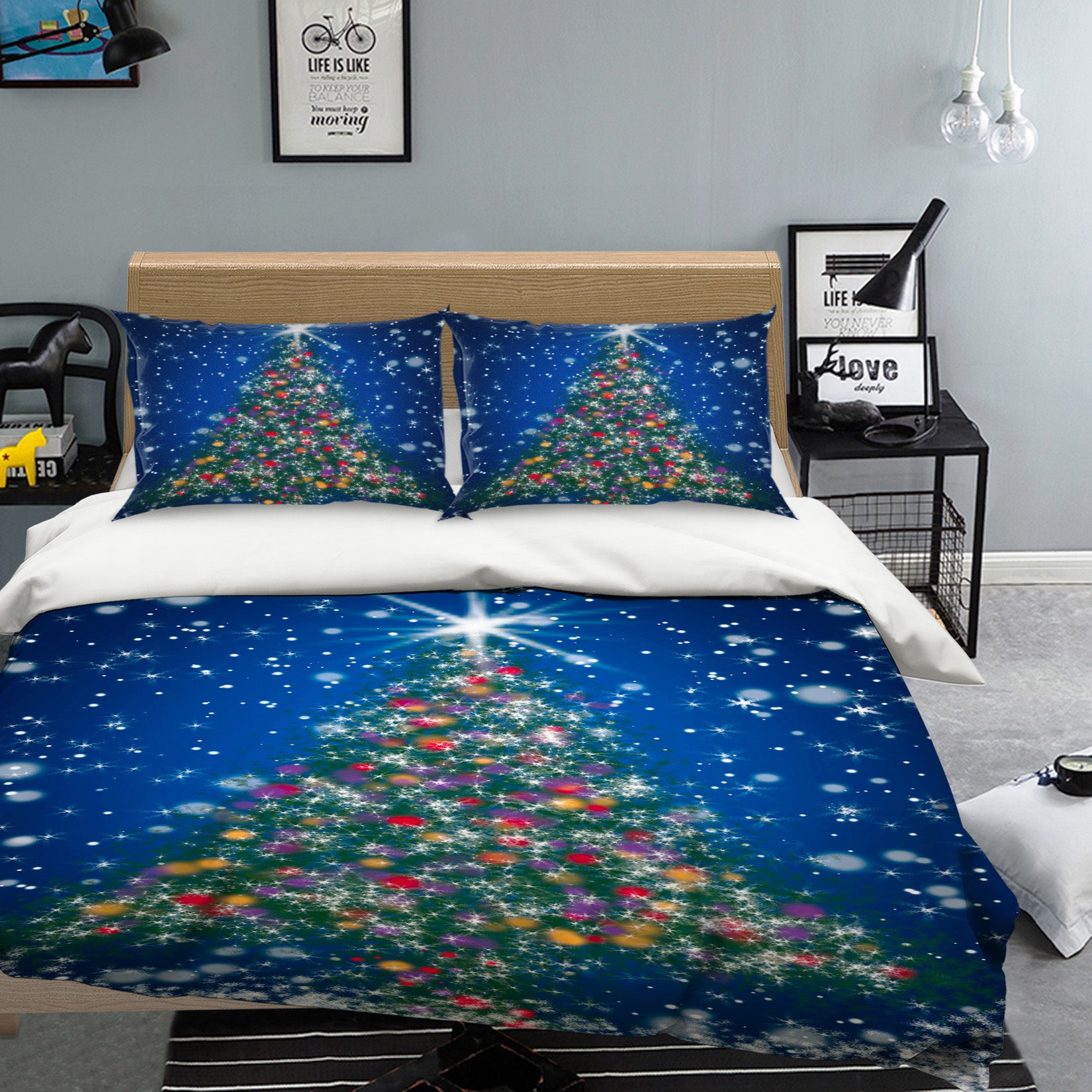 3D Tree Snowing 51075 Christmas Quilt Duvet Cover Xmas Bed Pillowcases