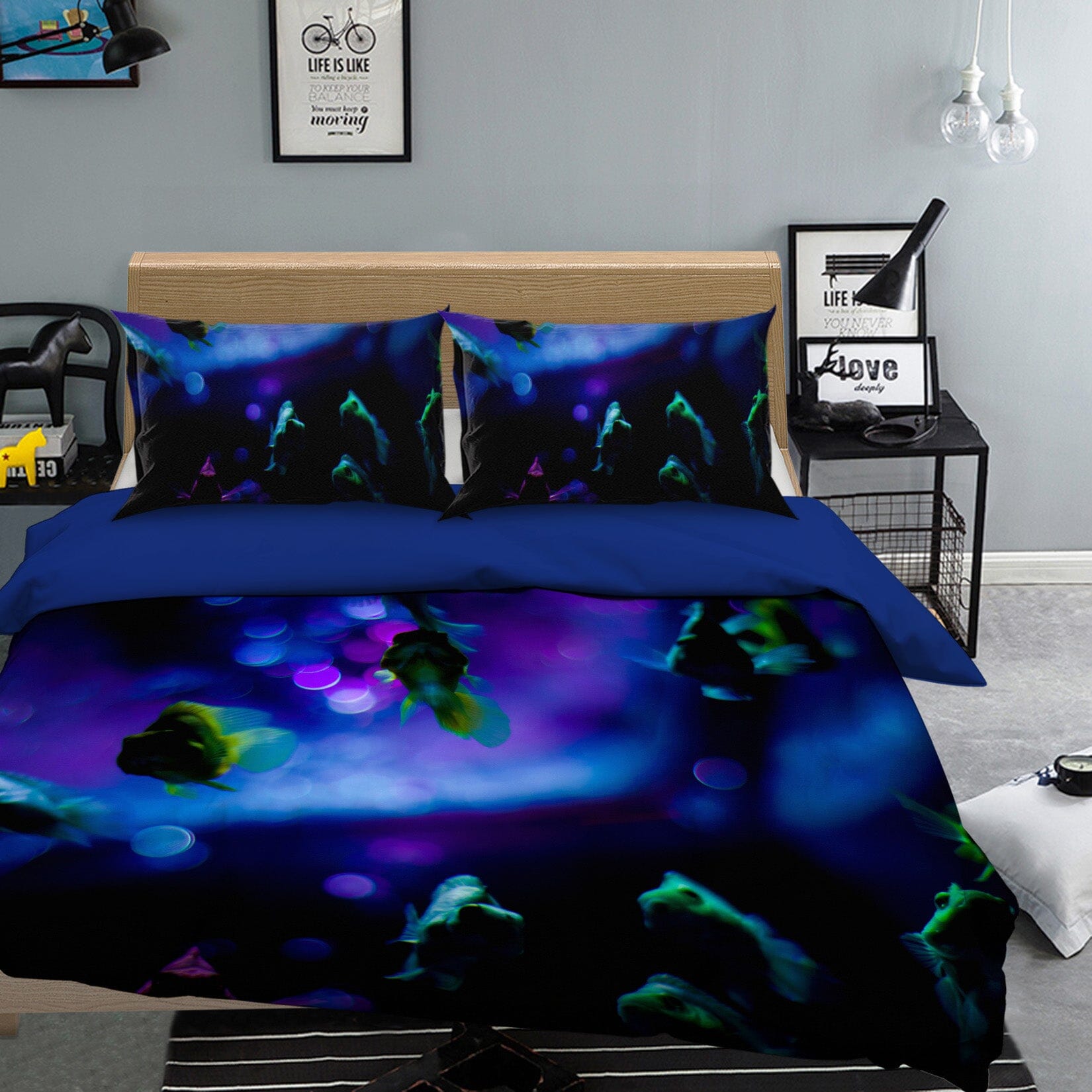 3D Purple Flowers 2002 Noirblanc777 Bedding Bed Pillowcases Quilt Quiet Covers AJ Creativity Home 