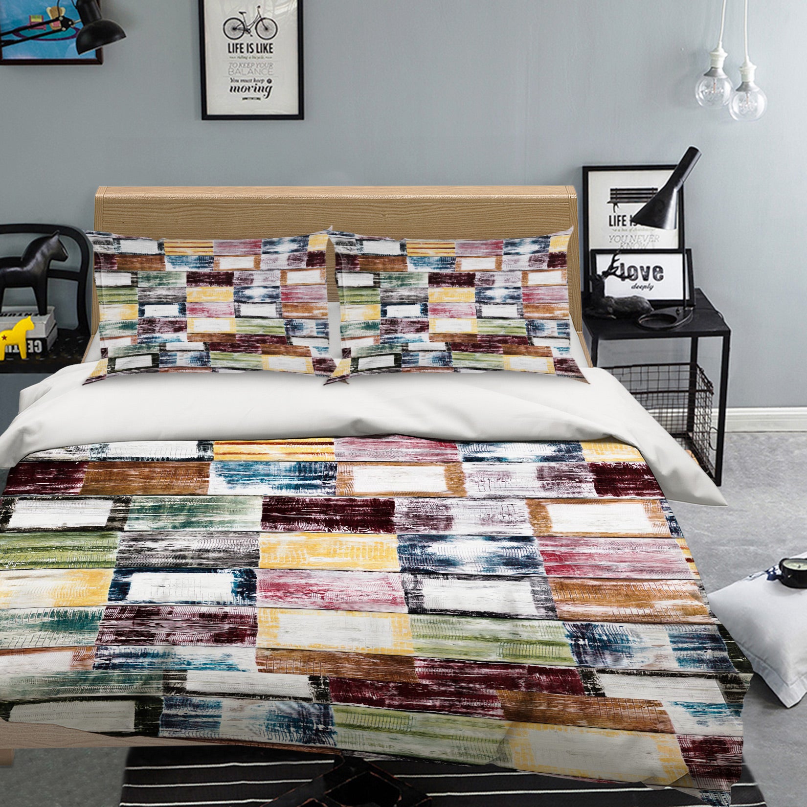 3D Square Pattern 59194 Bed Pillowcases Quilt