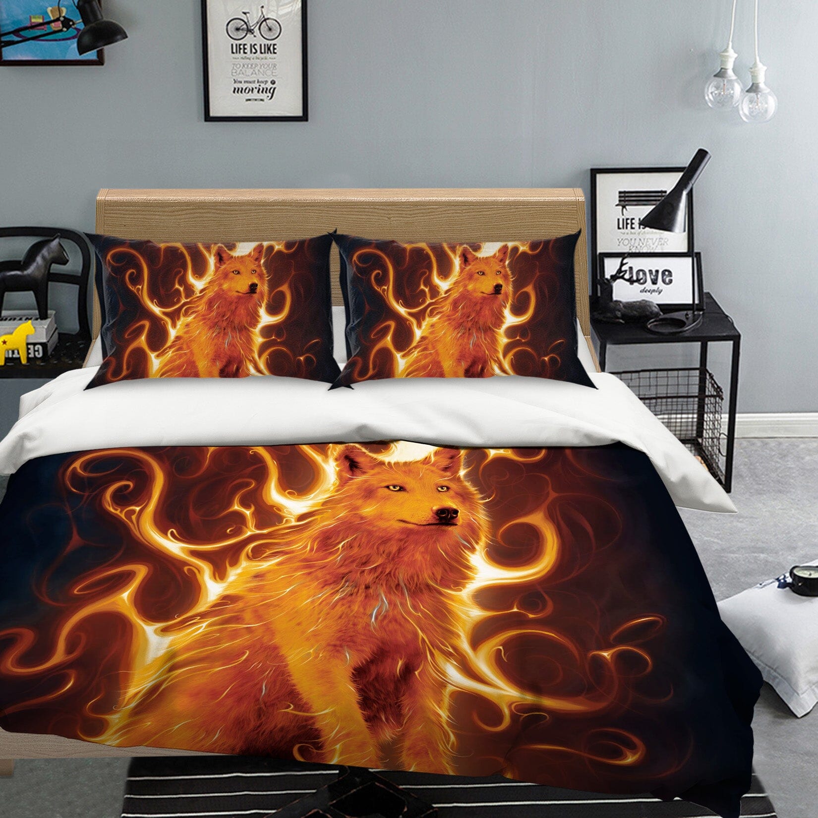 3D Phoenix Wolf Def 069 Bed Pillowcases Quilt Exclusive Designer Vincent Quiet Covers AJ Creativity Home 