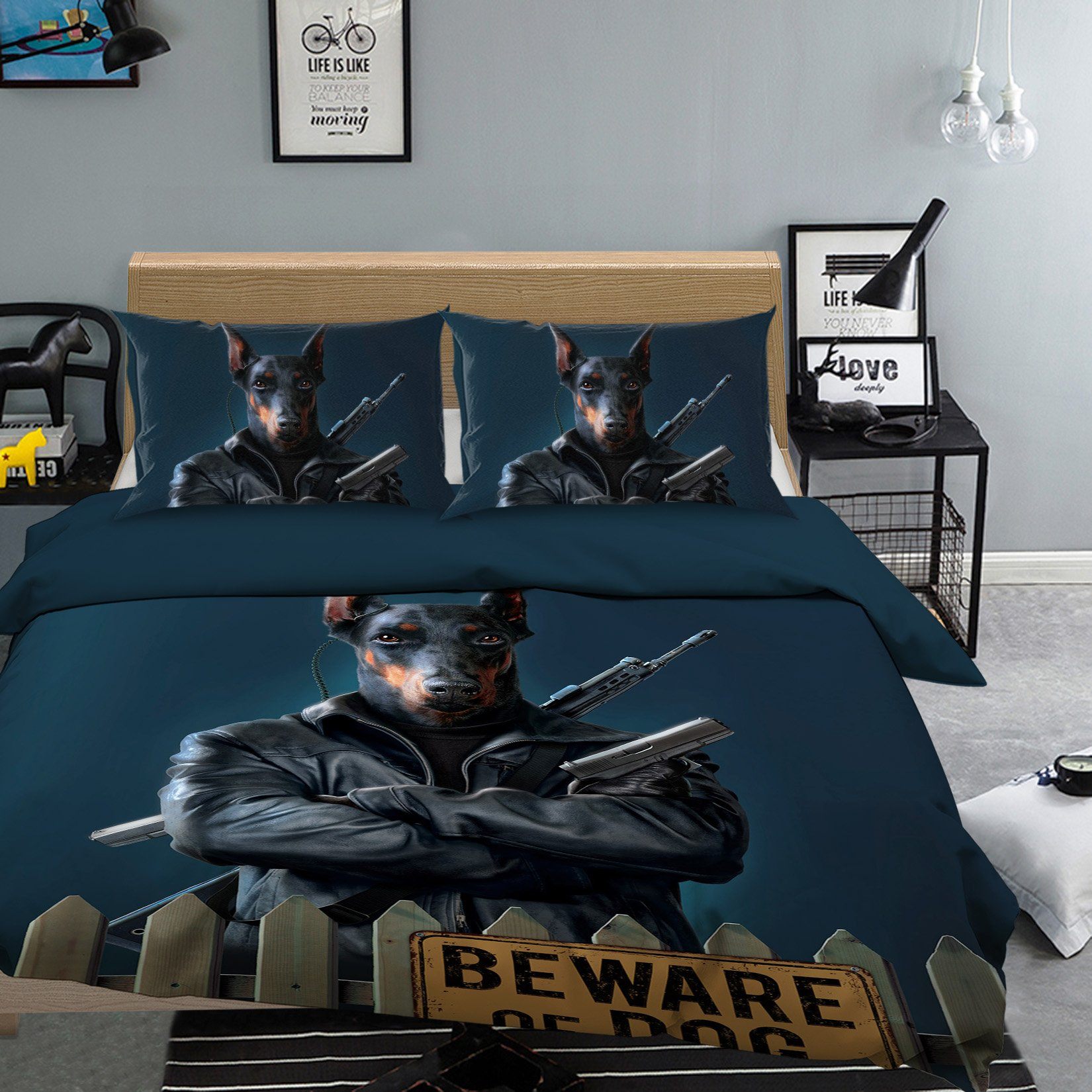 3D Beware Of Dog 2111 Bed Pillowcases Quilt Exclusive Designer Vincent Quiet Covers AJ Creativity Home 
