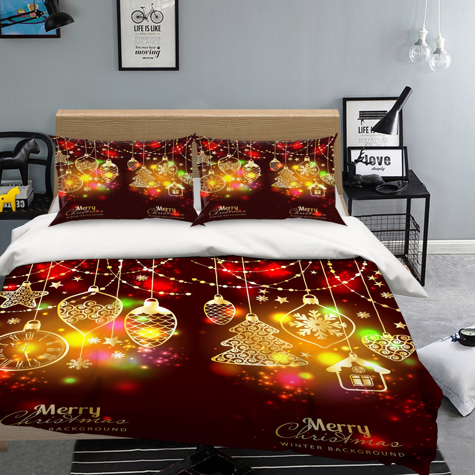 3D String Lights 51095 Christmas Quilt Duvet Cover Xmas Bed Pillowcases