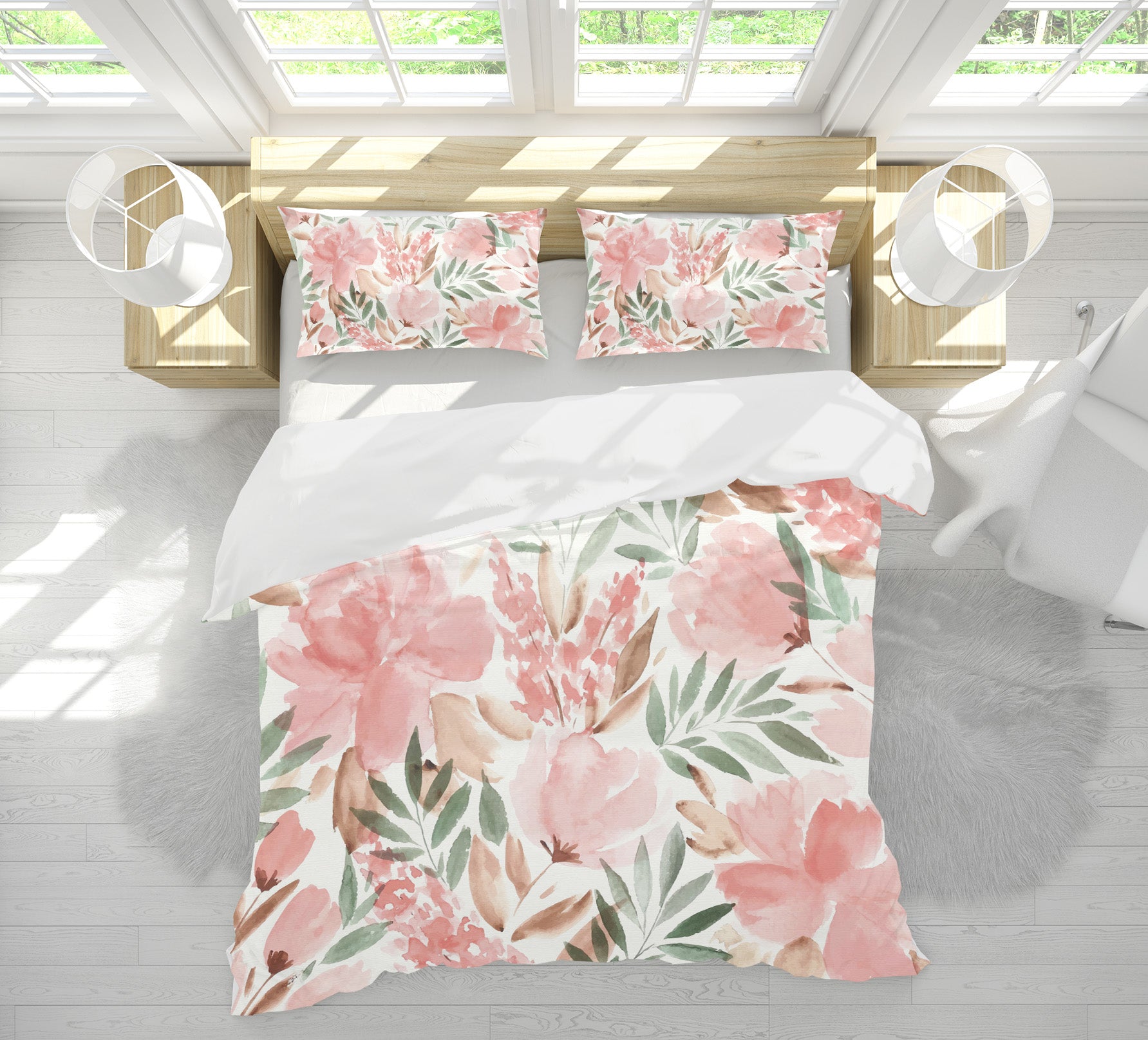 3D Light Pink Flowers 60179 Bed Pillowcases Quilt