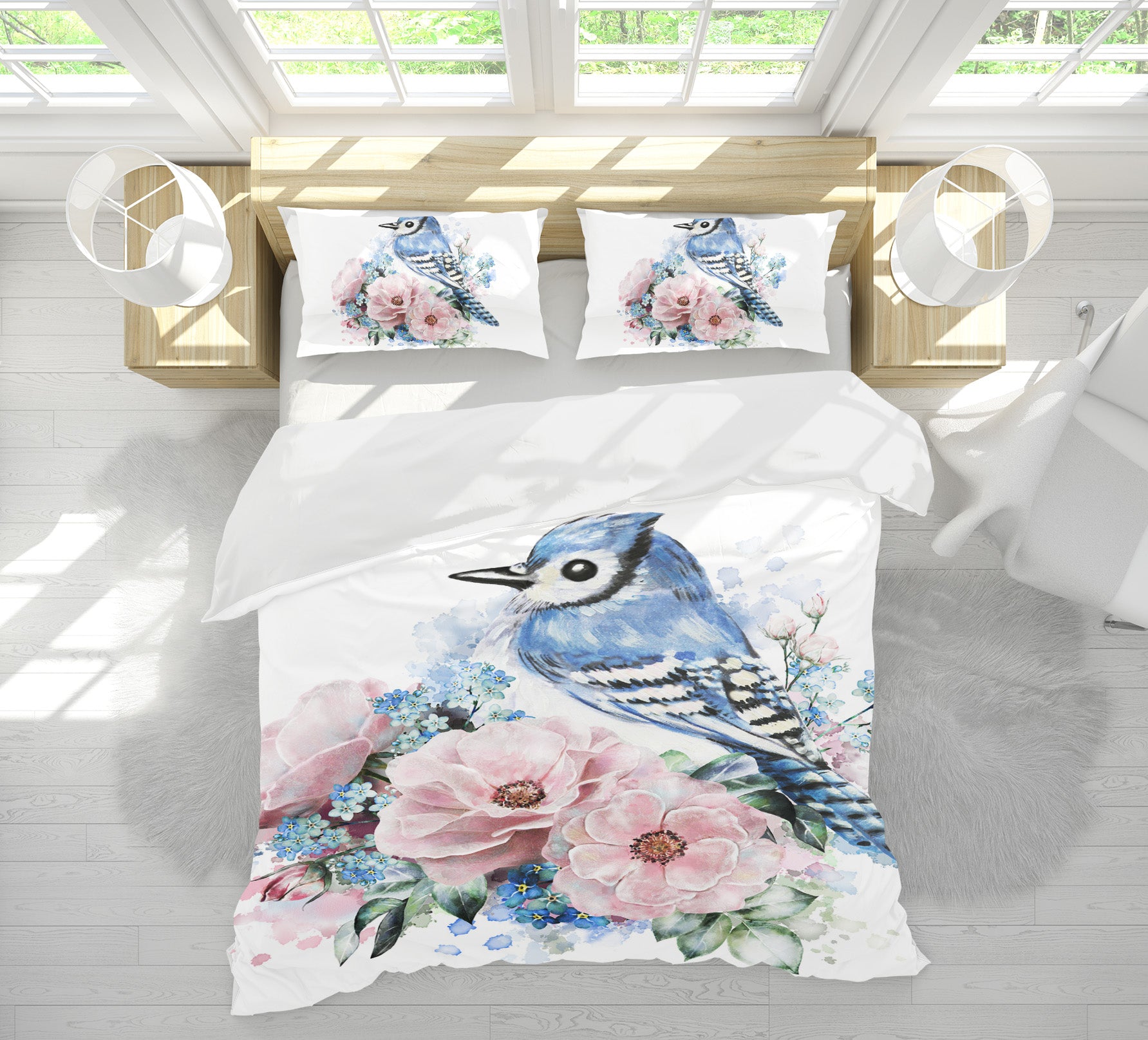 3D Bird Flower 14213 Bed Pillowcases Quilt