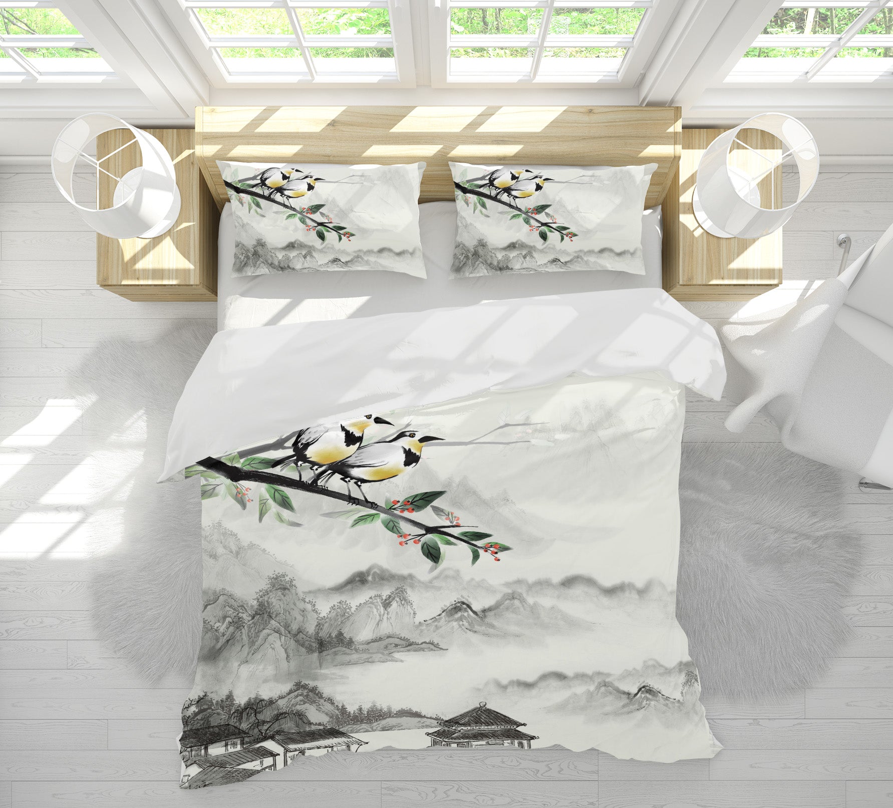 3D Mountains Rivers 16010 Bed Pillowcases Quilt