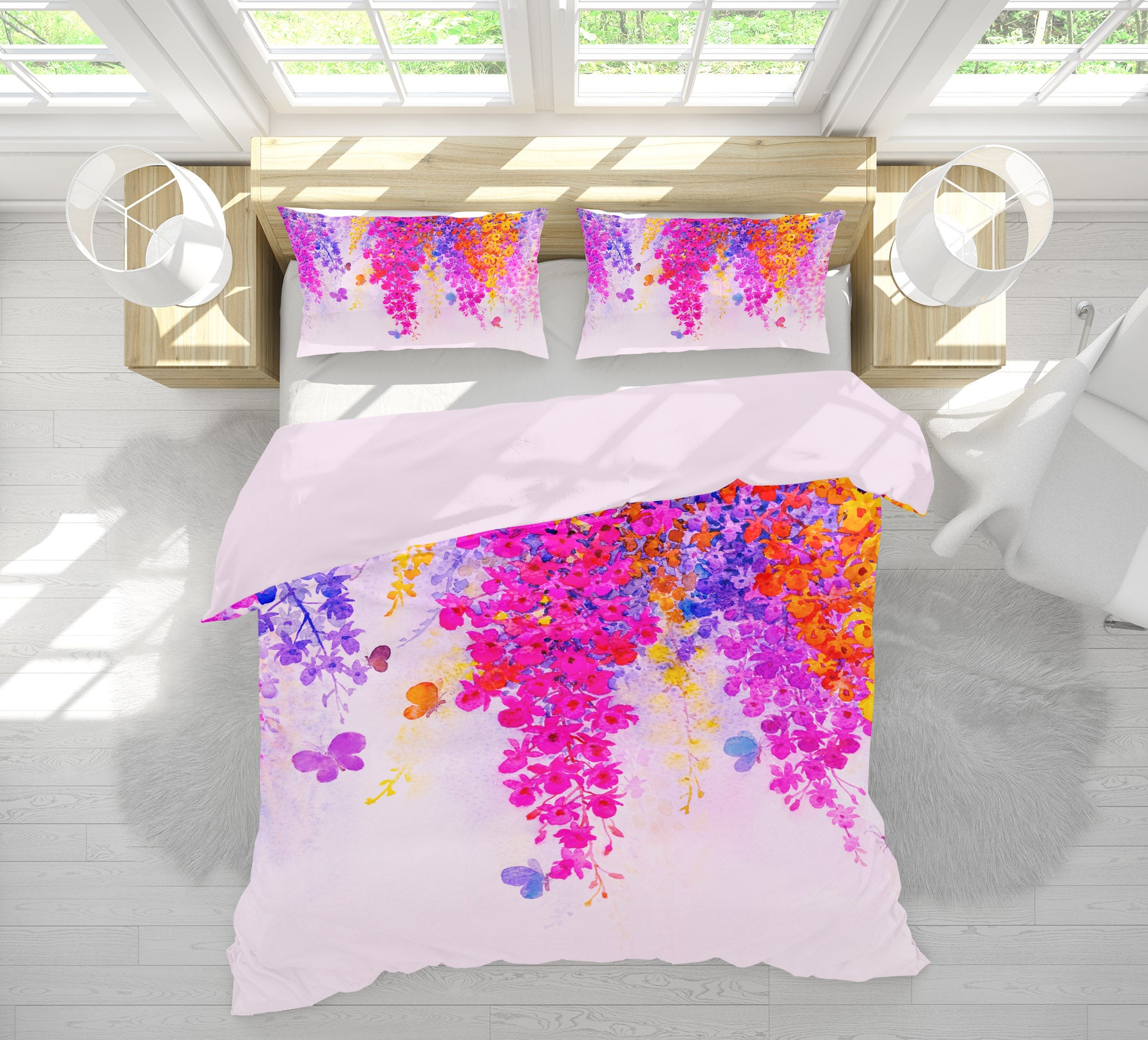 3D Pink Purple Flower 60122 Bed Pillowcases Quilt