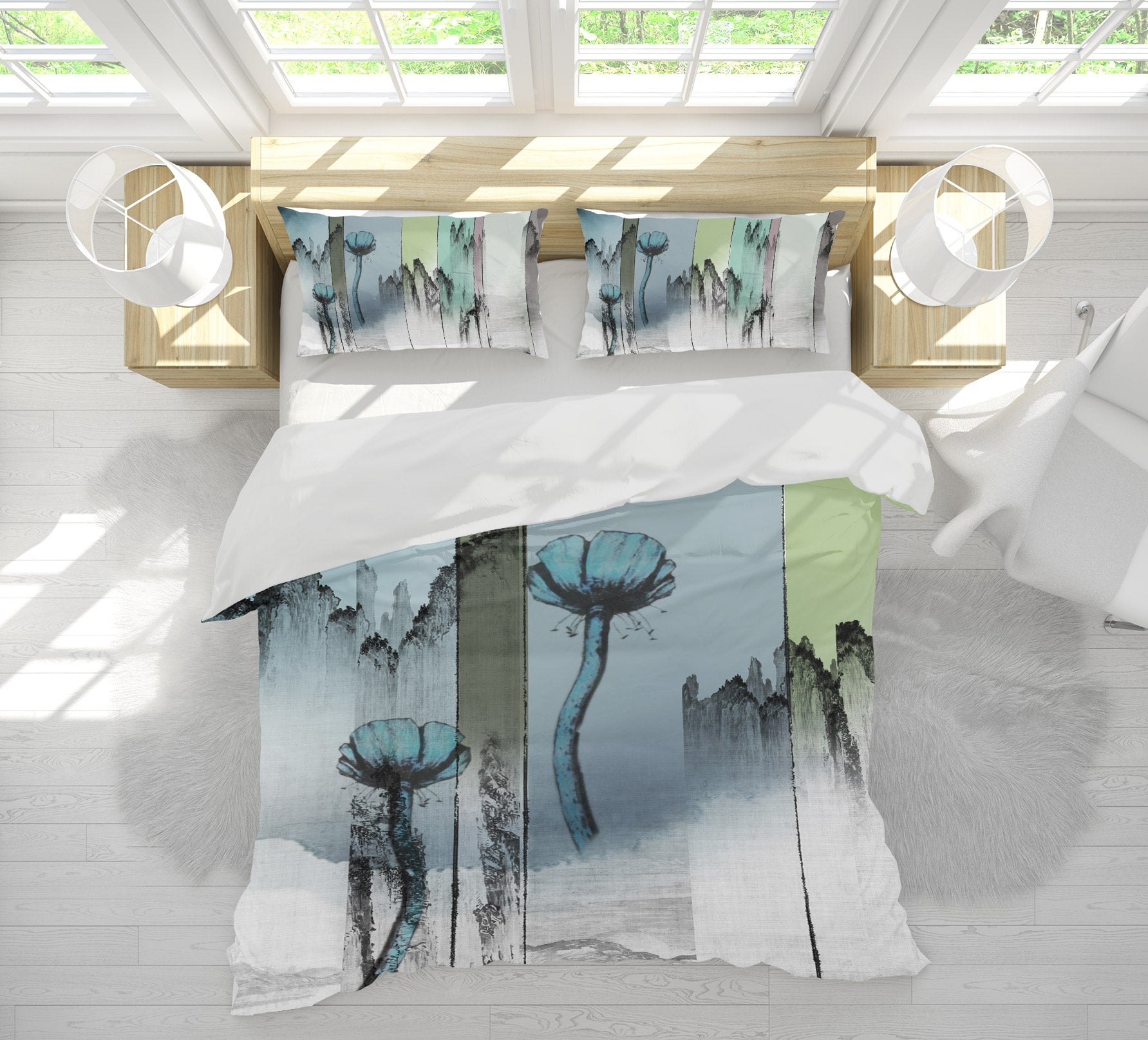 3D Mountain Flower 12092 Bed Pillowcases Quilt