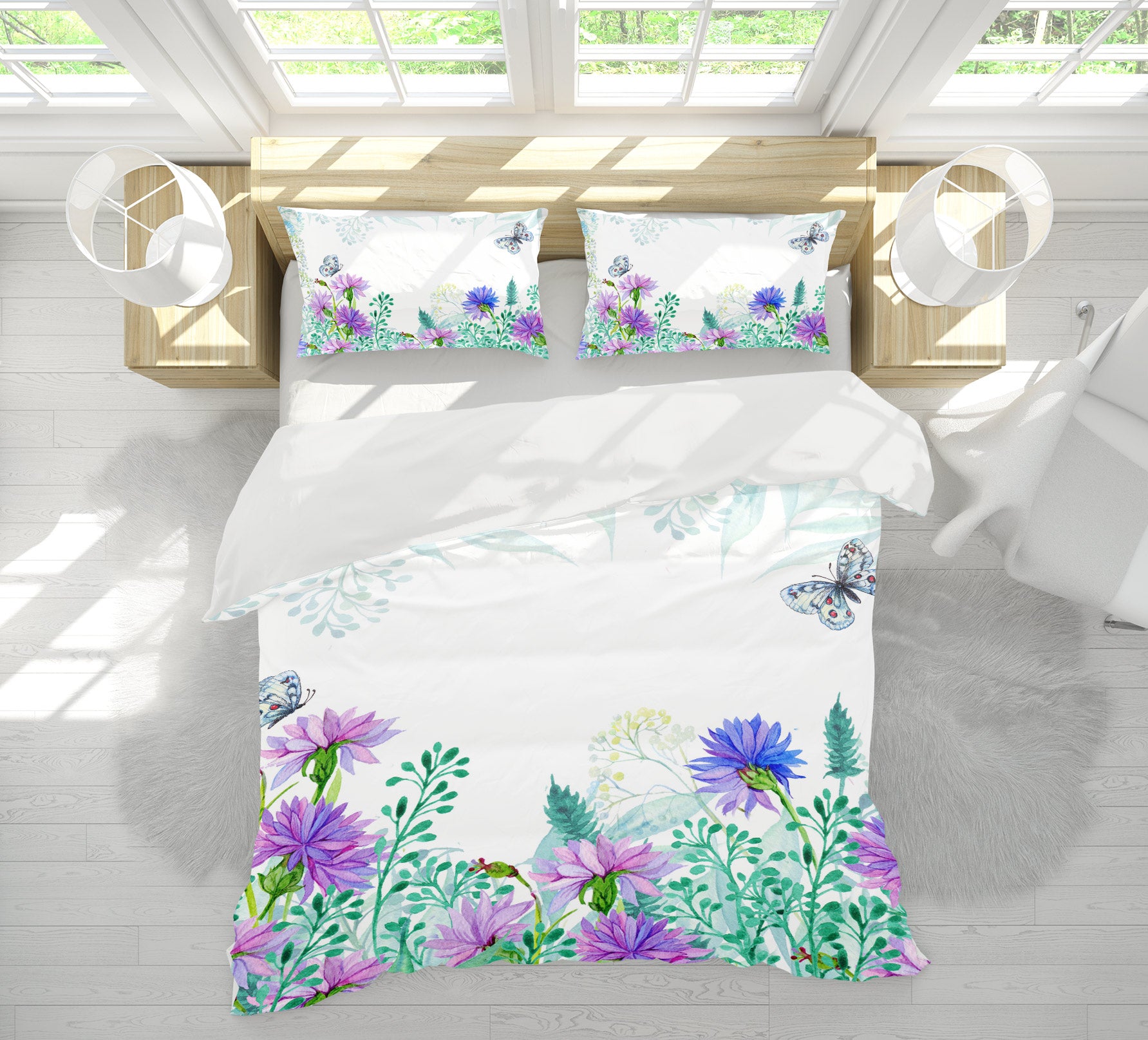3D Flower Butterfly 12069 Bed Pillowcases Quilt