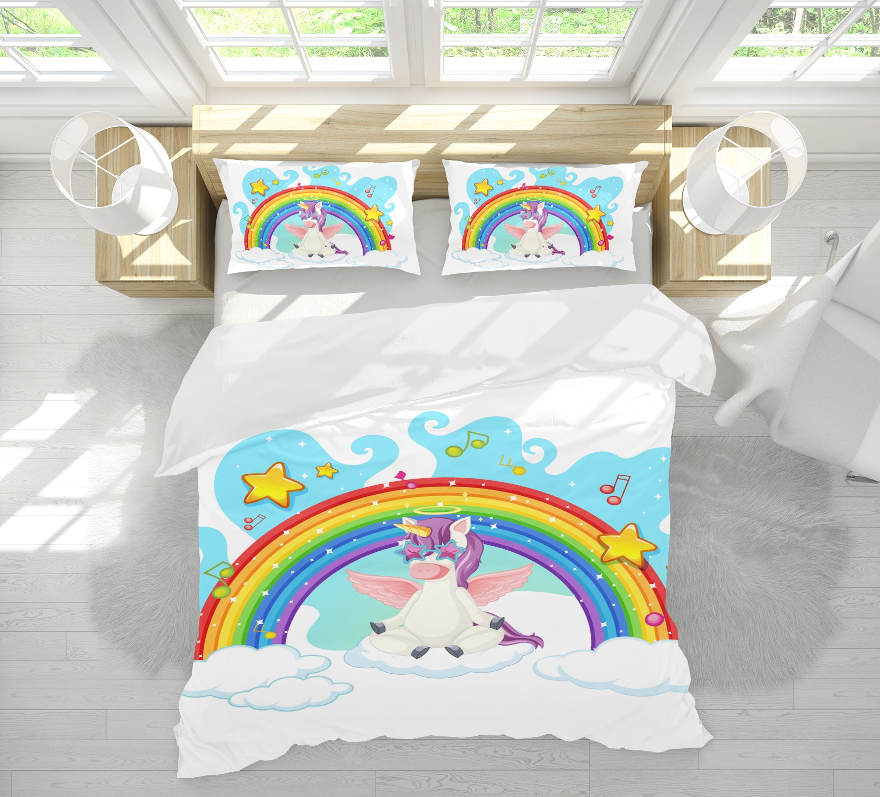 3D Rainbow Clouds 61037 Bed Pillowcases Quilt