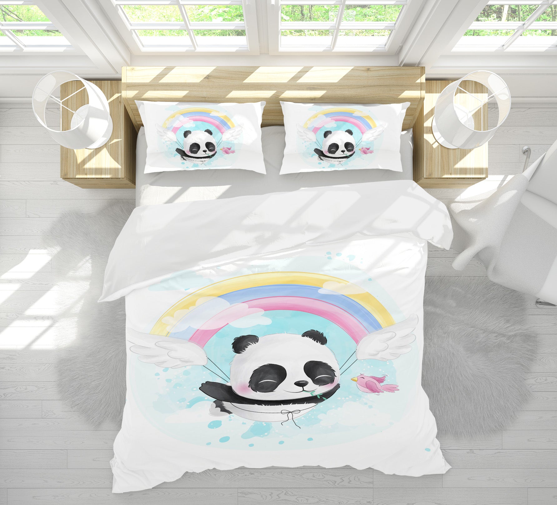 3D Rainbow Panda 59057 Bed Pillowcases Quilt