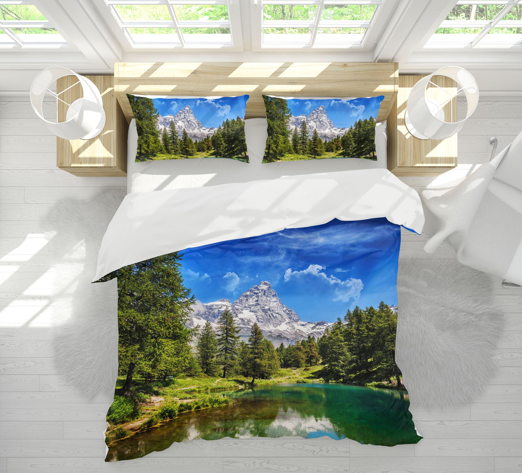 3D Blue Lake 014 Marco Carmassi Bedding Bed Pillowcases Quilt