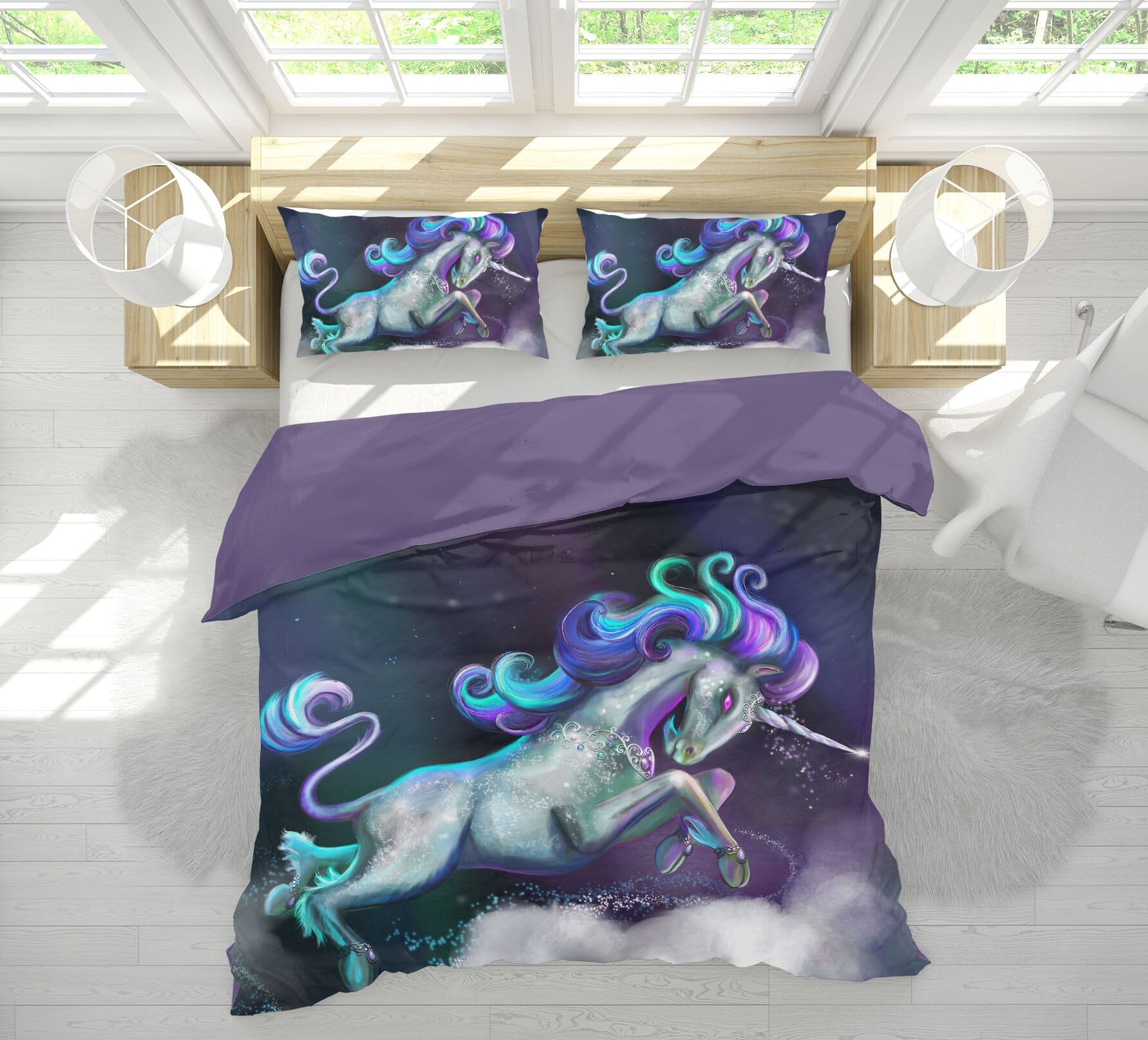 3D Cute Unicorn 114 Rose Catherine Khan Bedding Bed Pillowcases Quilt Quiet Covers AJ Creativity Home 