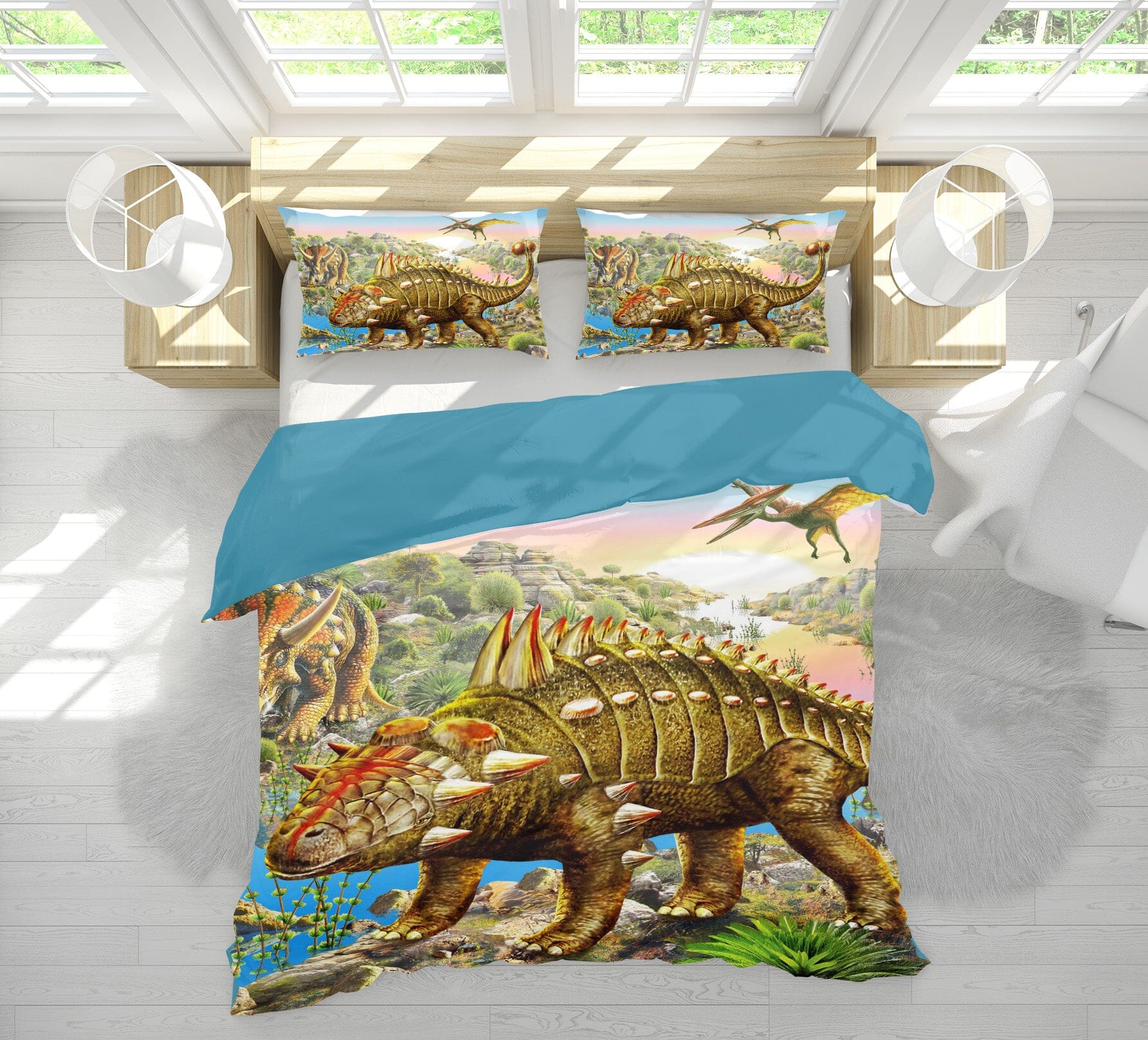 3D Dinosaur World 2102 Adrian Chesterman Bedding Bed Pillowcases Quilt Quiet Covers AJ Creativity Home 