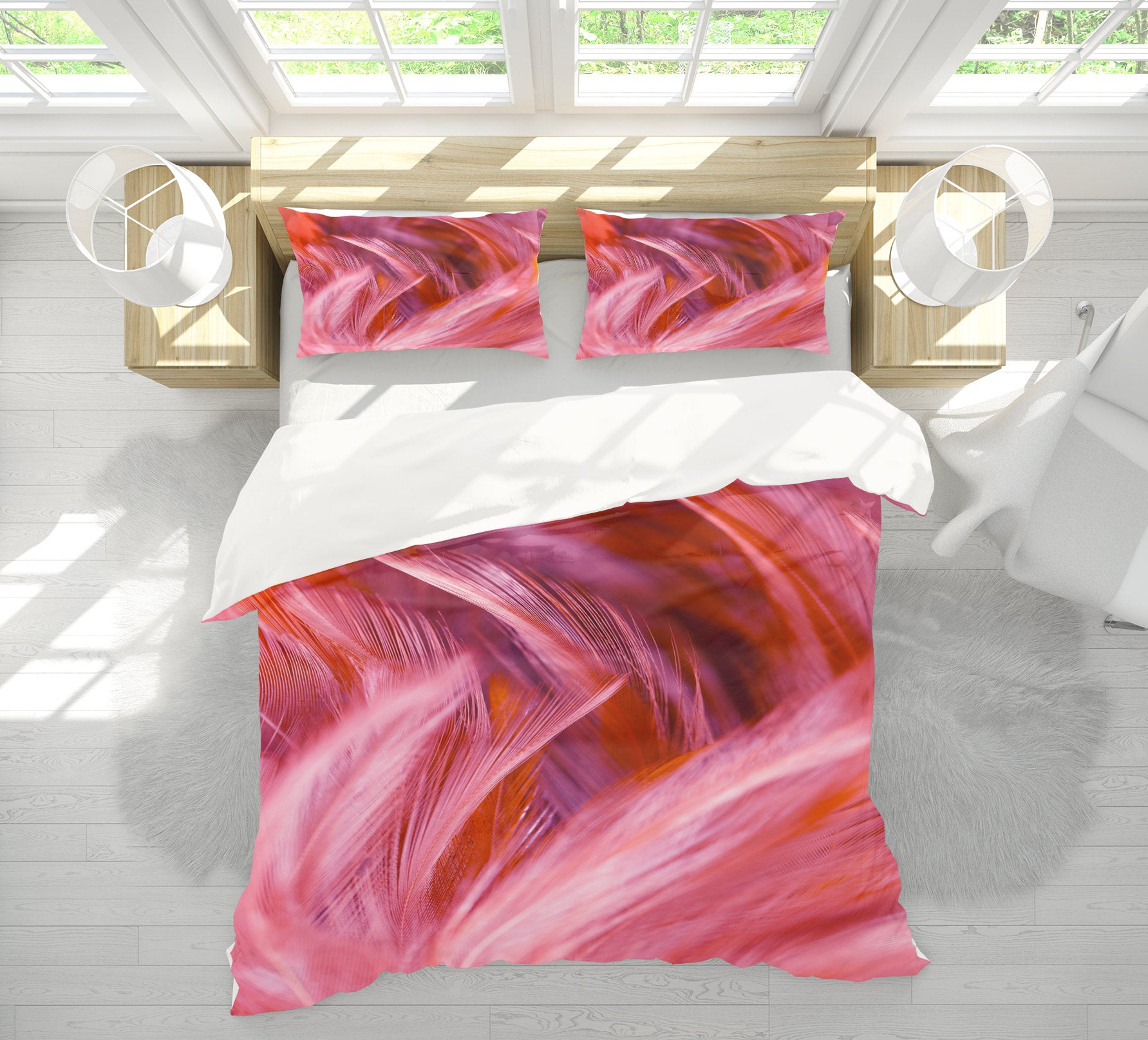 3D Red Feather 60038 Bed Pillowcases Quilt