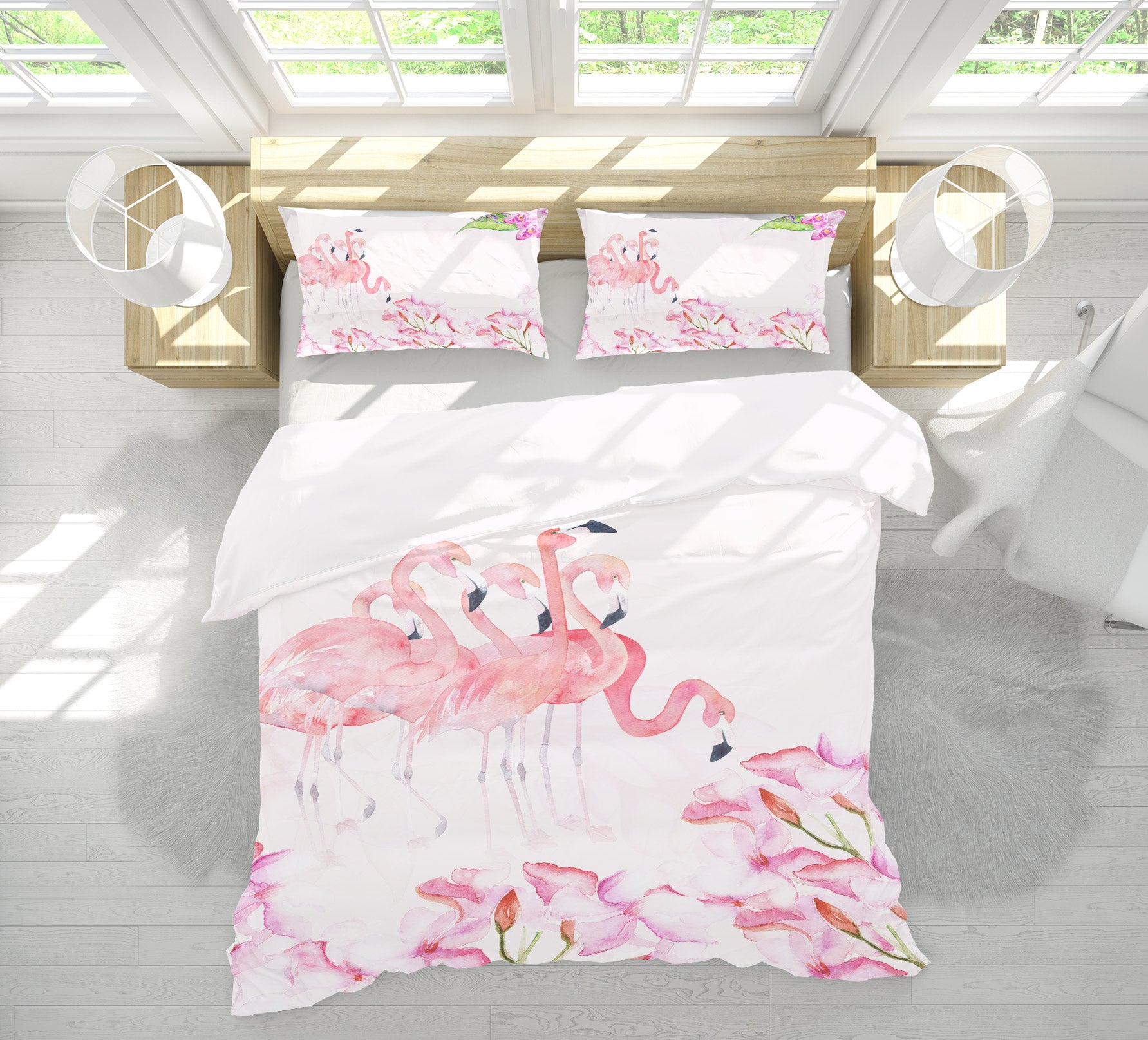 3D Flamingo 12073 Bed Pillowcases Quilt