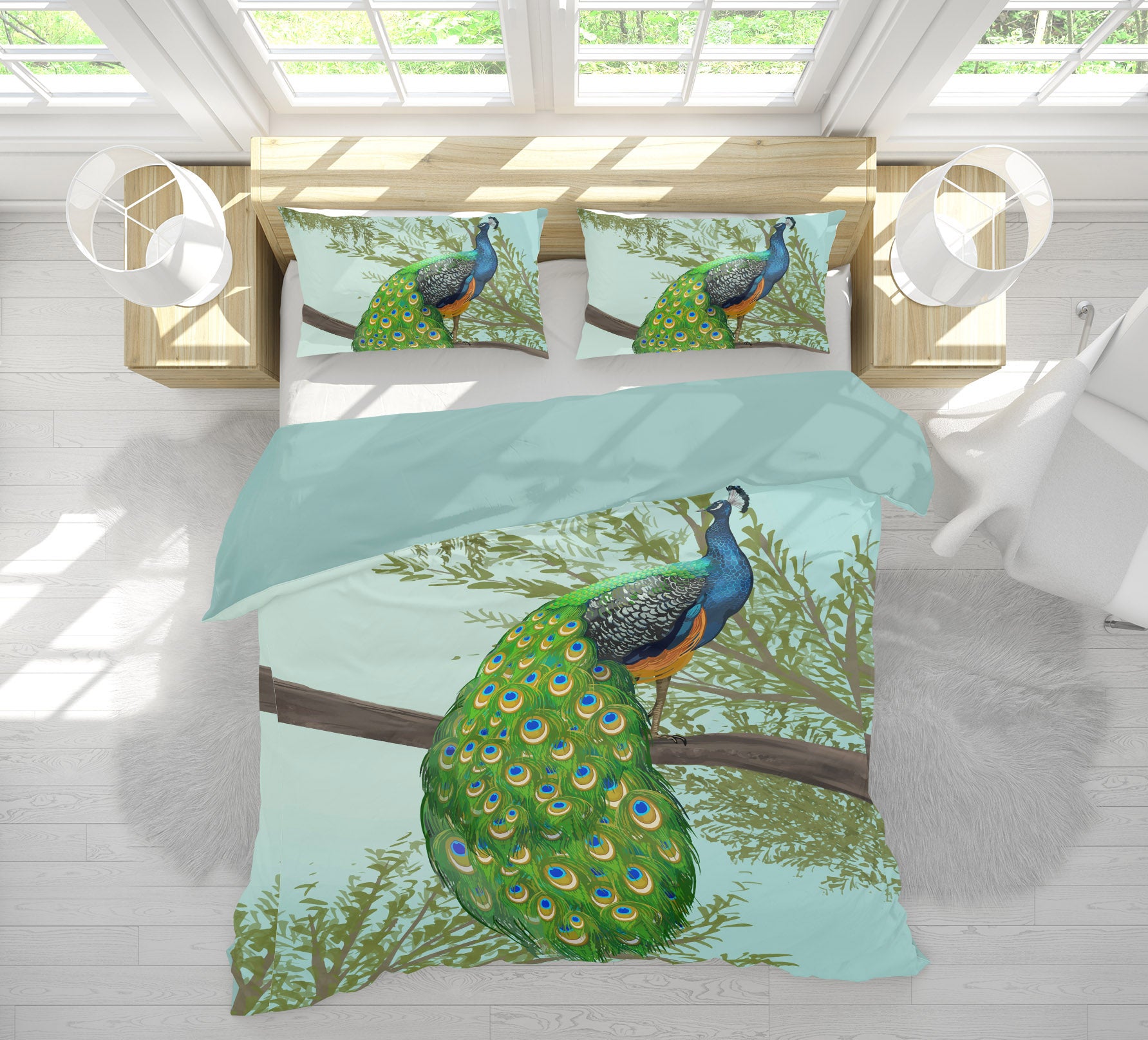 3D Branch Peacock 61108 Bed Pillowcases Quilt