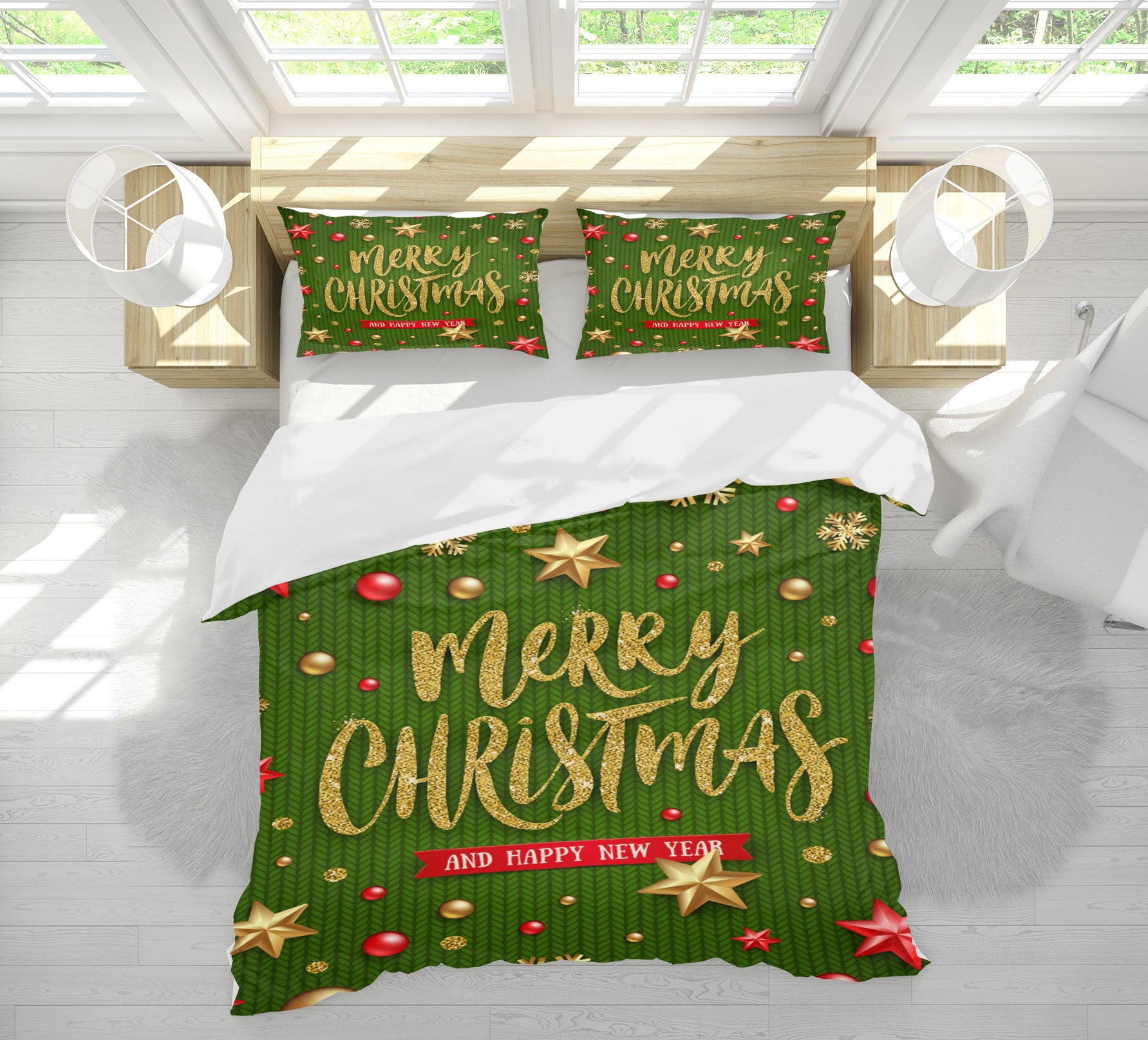 3D Star 51116 Christmas Quilt Duvet Cover Xmas Bed Pillowcases