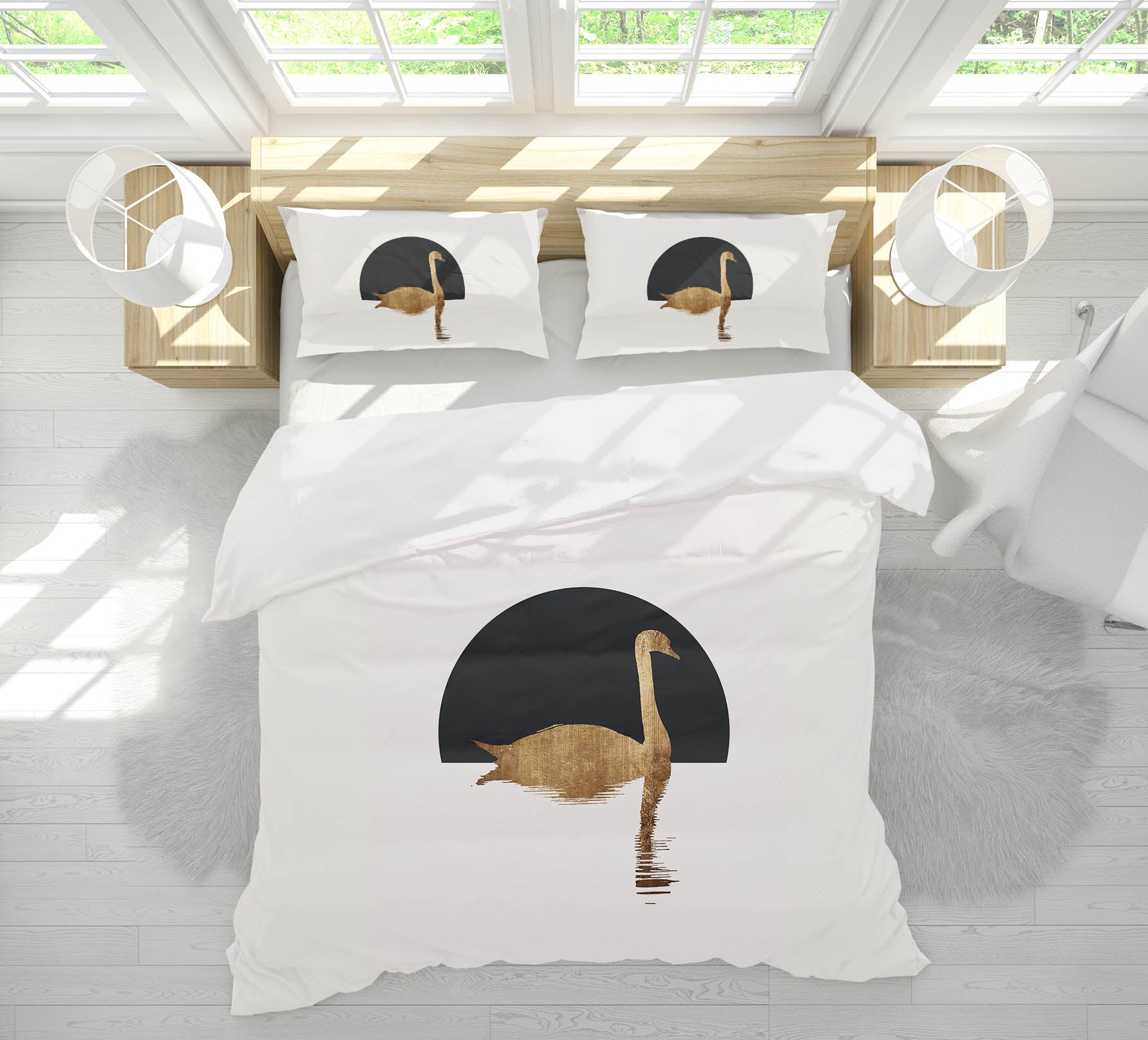 3D Black Moon Swan 224 Boris Draschoff Bedding Bed Pillowcases Quilt
