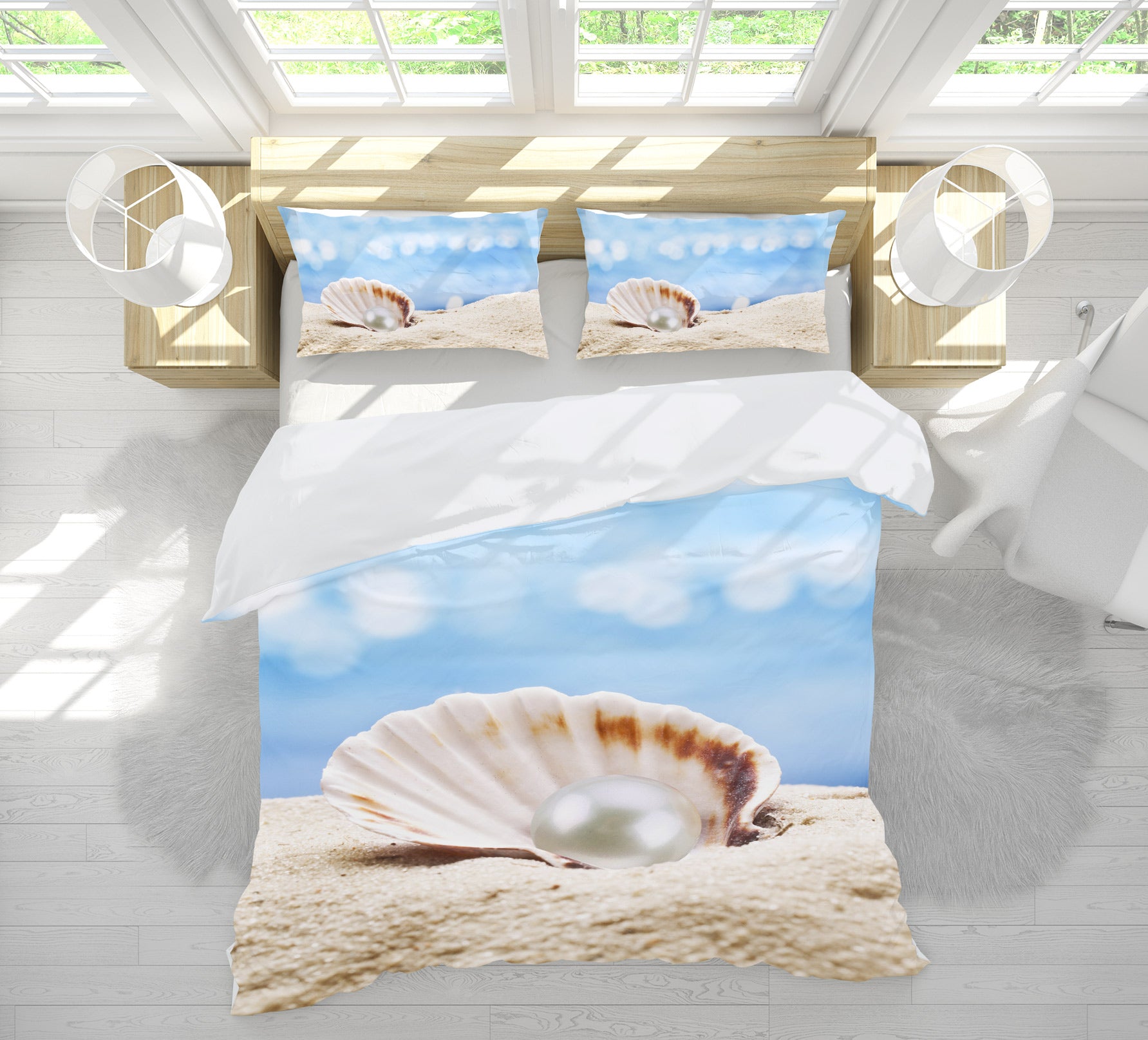 3D Shell Pearl 12197 Bed Pillowcases Quilt