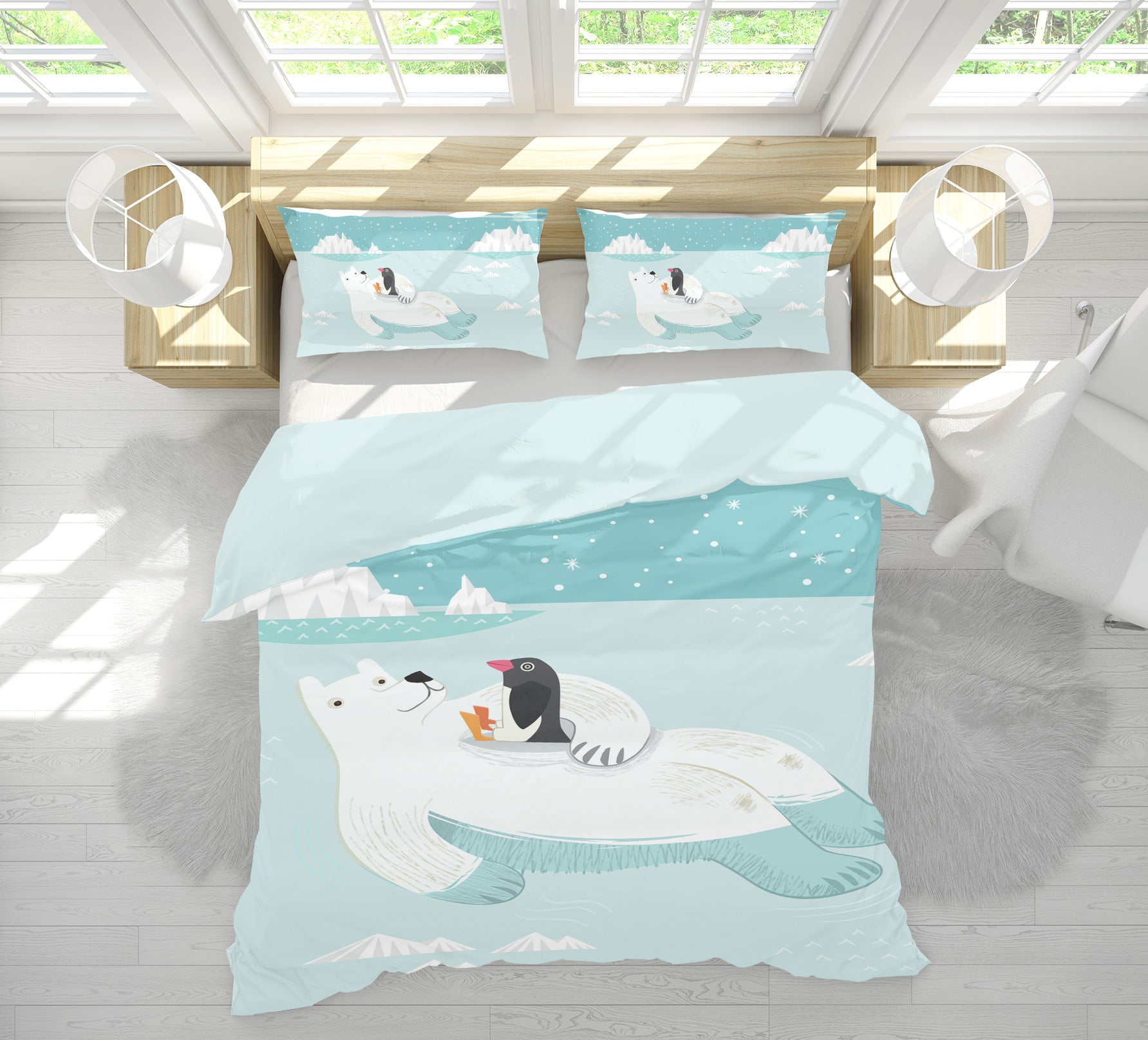 3D Polar Bear Penguin 12098 Bed Pillowcases Quilt