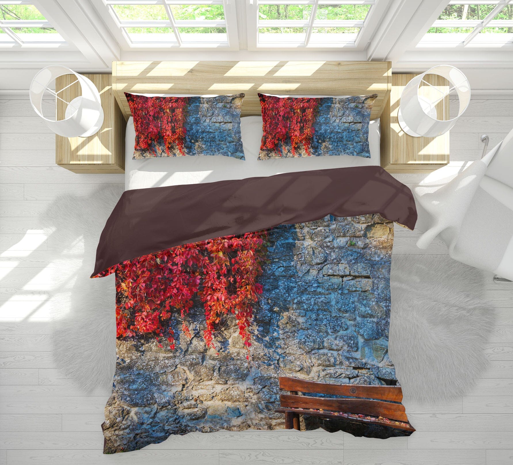 3D Red Leaves 2113 Marco Carmassi Bedding Bed Pillowcases Quilt Quiet Covers AJ Creativity Home 