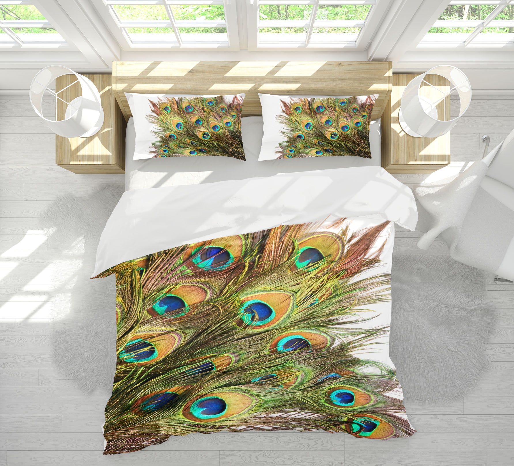3D Peacock Feather 15076 Bed Pillowcases Quilt