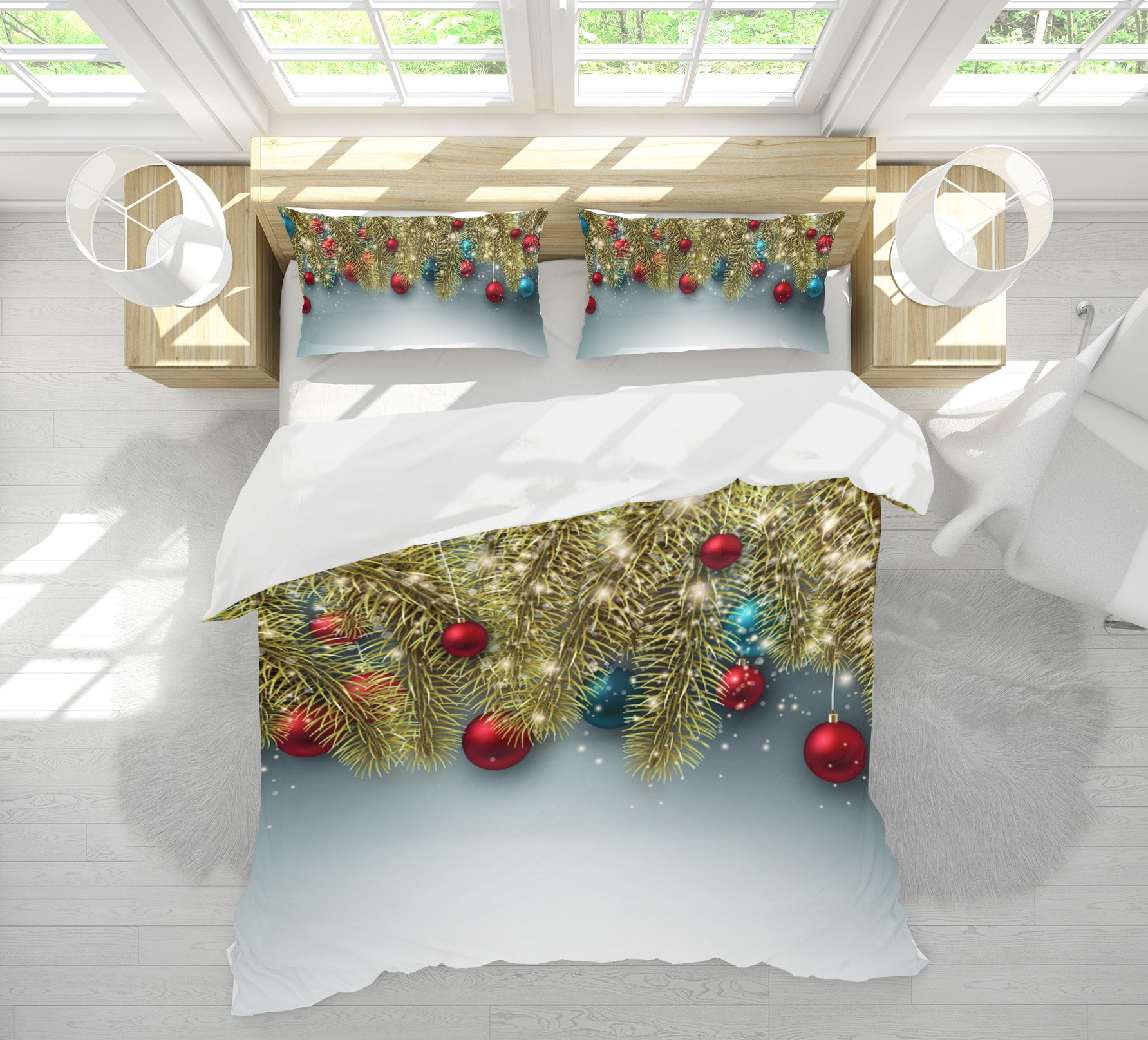 3D Golden Branches 51135 Christmas Quilt Duvet Cover Xmas Bed Pillowcases
