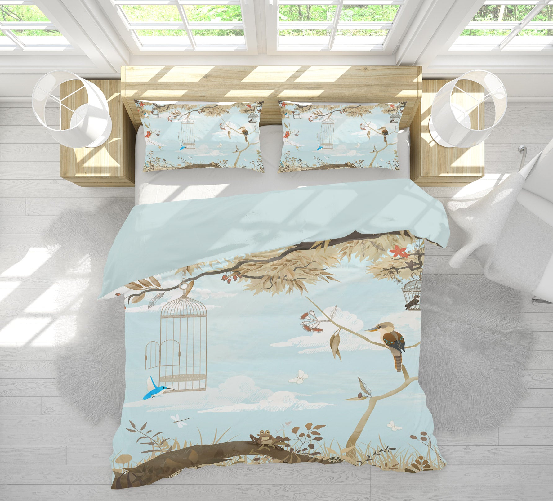 3D Branches Bird 13101 Bed Pillowcases Quilt