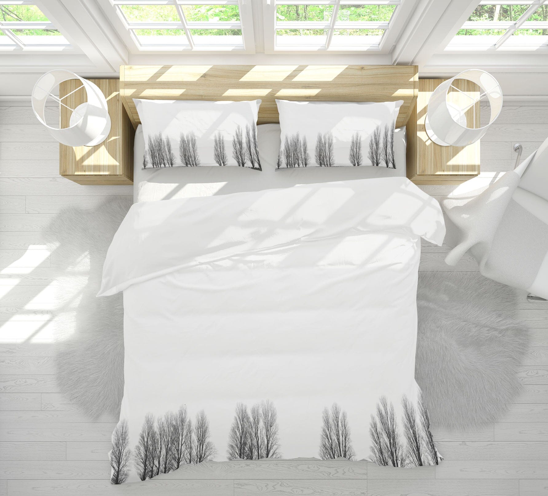 3D White Forest 2117 Marco Carmassi Bedding Bed Pillowcases Quilt Quiet Covers AJ Creativity Home 