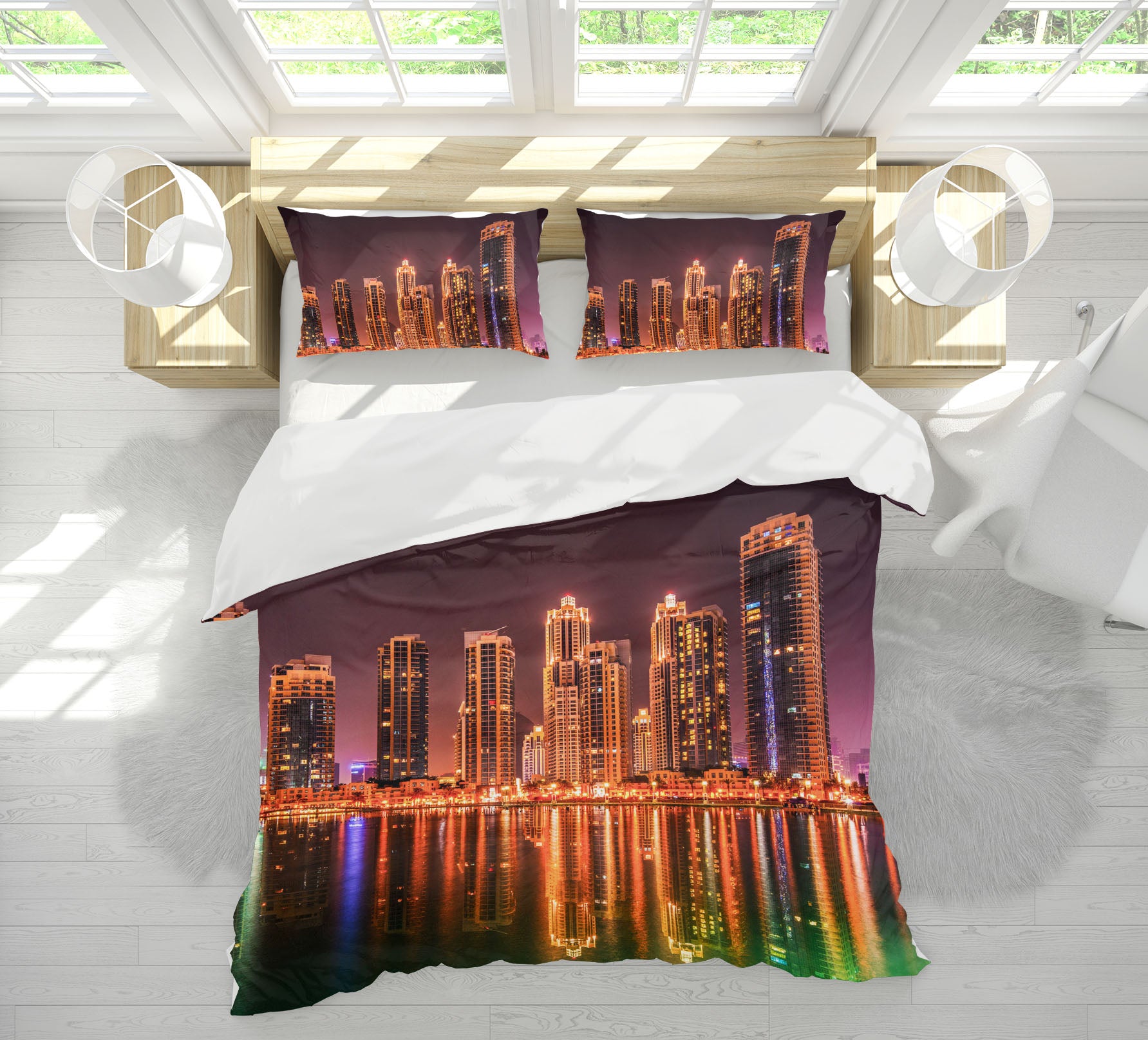 3D Dubai By Night 024 Marco Carmassi Bedding Bed Pillowcases Quilt