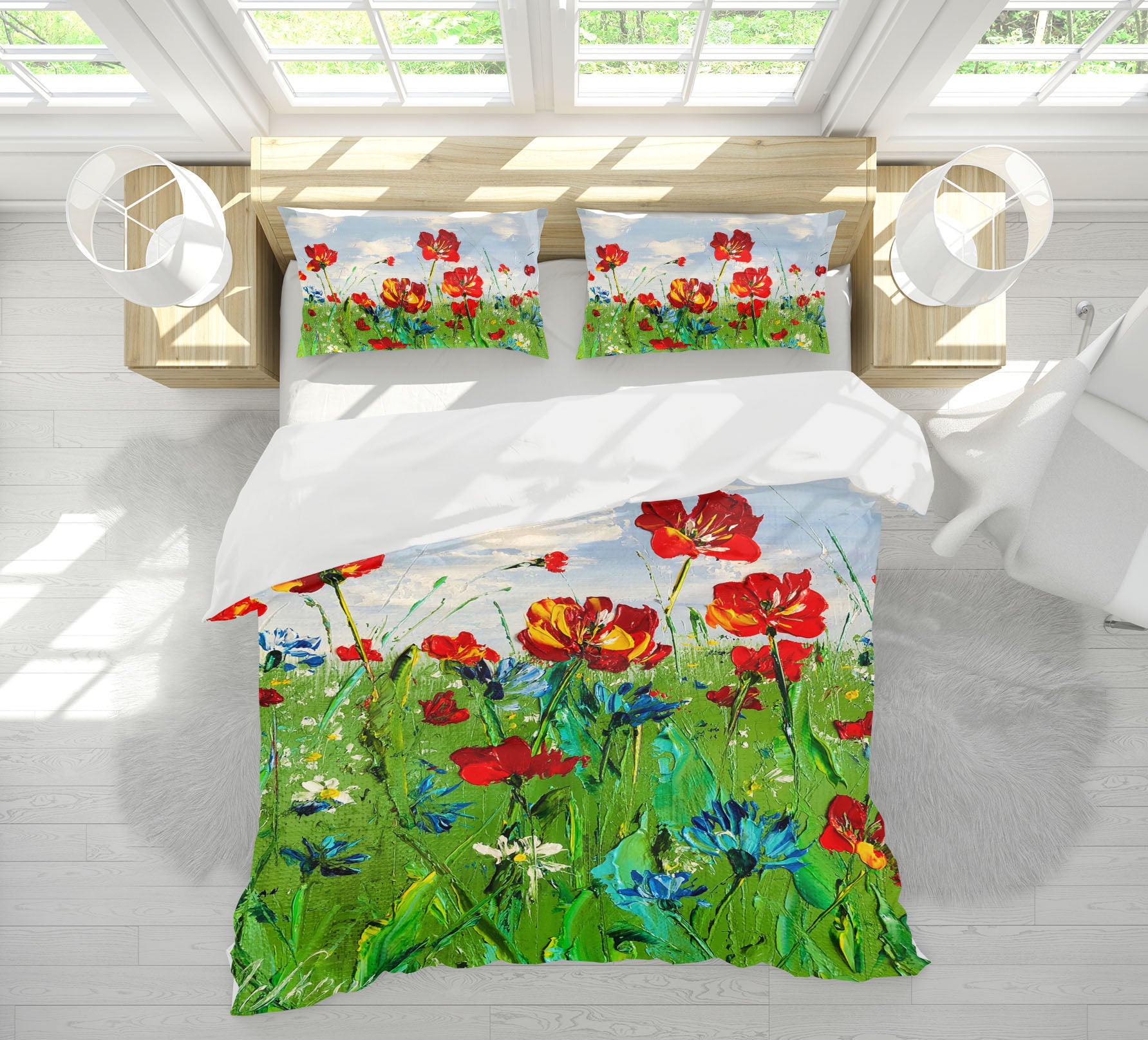 3D Red Flower Grass 616 Skromova Marina Bedding Bed Pillowcases Quilt