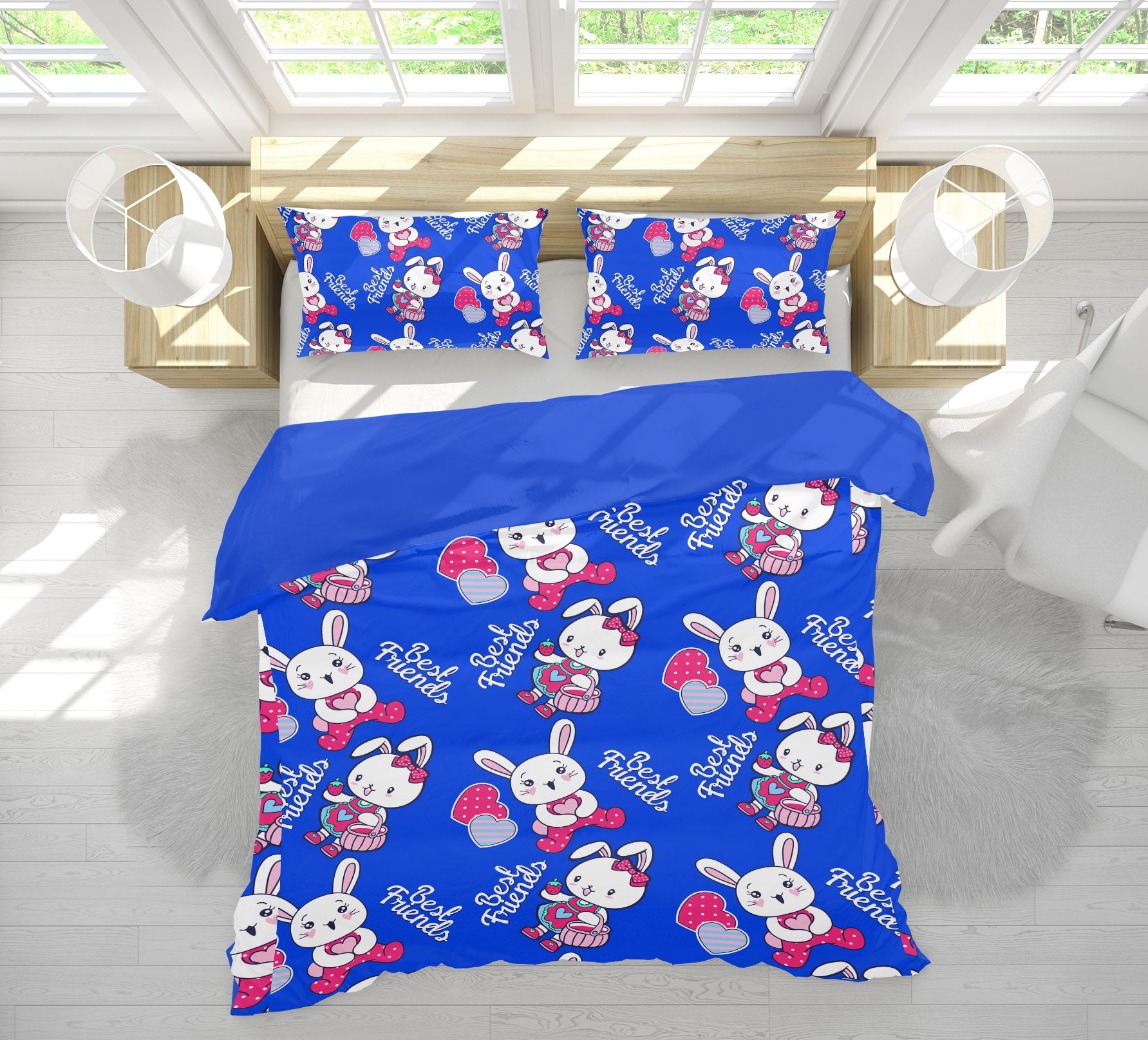 3D Rabbit Pattern 61102 Bed Pillowcases Quilt